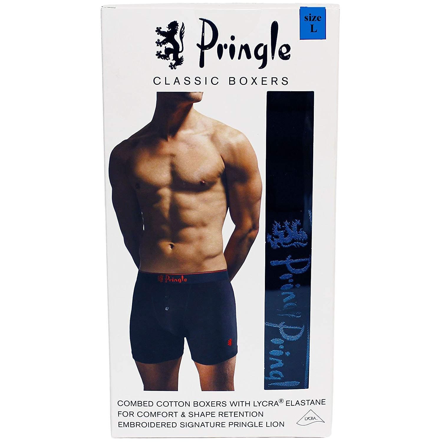 Pringle Classic Boxer Shorts with Lycra 4 Pack (Large 36 -38 inches)- Black