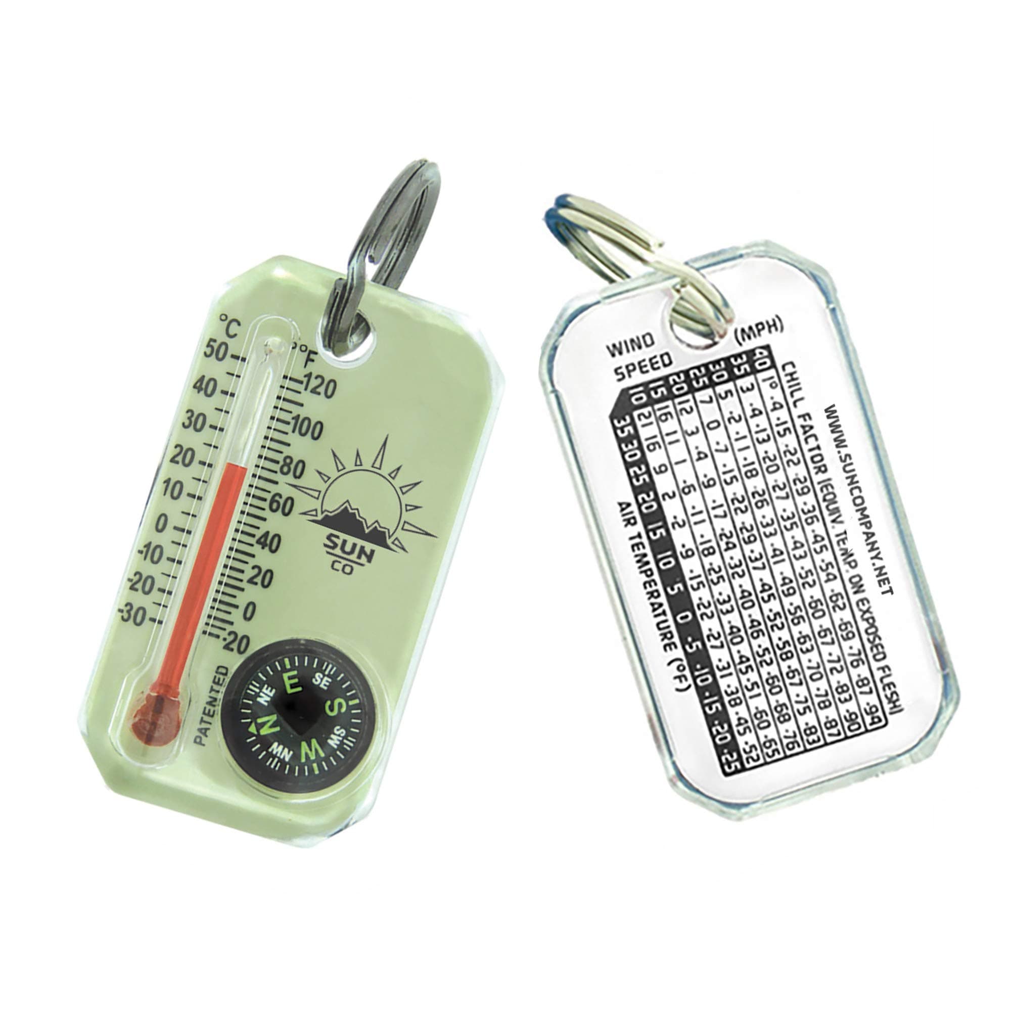 LumaGage | Multi-Functional Glow-in-The-Dark Zipper Pull Compass & Thermometer with Wind Chill Chart | Ideal for Camping, Hiking, and Outdoor Navigation