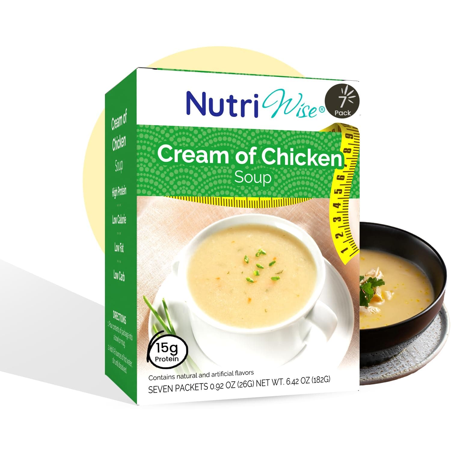 NutriWise High Protein Soup | Cream of Chicken | 15g Protein, Low Calorie, Low Carb, Low Fat, Low Sugar | Gluten Free Diet | Meal Replacement | 7/Box