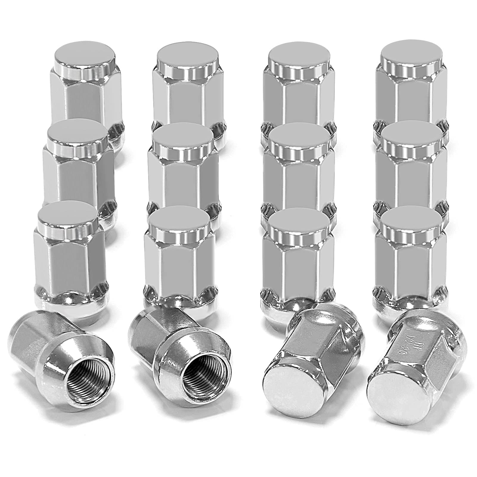 Golf Cart Chrome Wheel Lug Nuts for Club Car & EZGO, 1/2"-20 Size, OEM# 14723-G1, 1010984, 14723-G1, 16 Pack