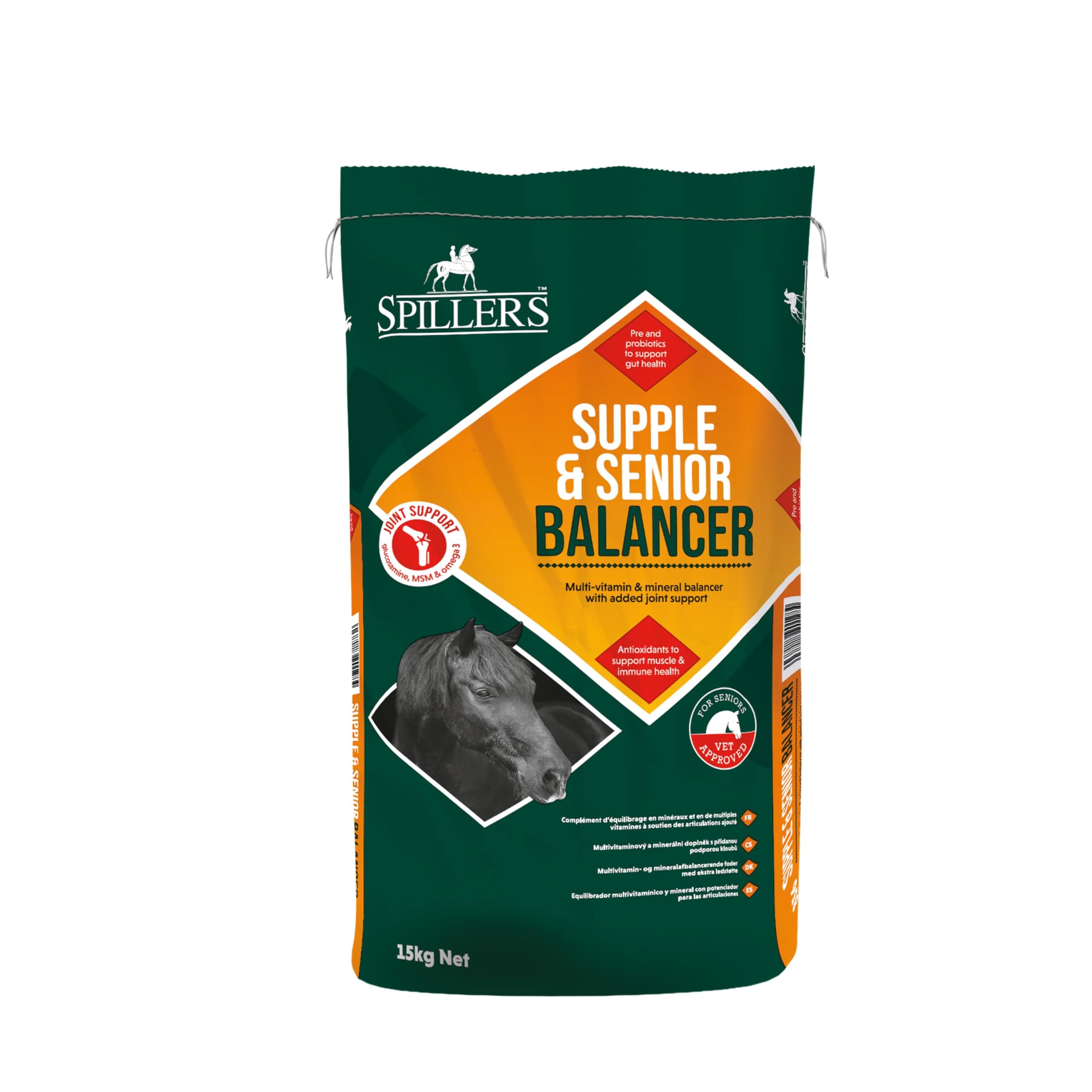 SPILLERS Supple & Senior Balancer Horse Feed, 15KG - Horse Feed to Provide a Balanced Diet for Horses and Ponies with Added Joint Support - Contains Biotin, No Added Iron - Supports Hoof Health