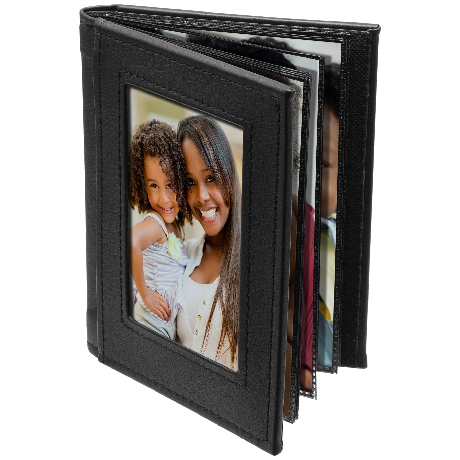 4" x 6" Black Faux Leather Slip-In Photo Album - Holds 24 Pictures