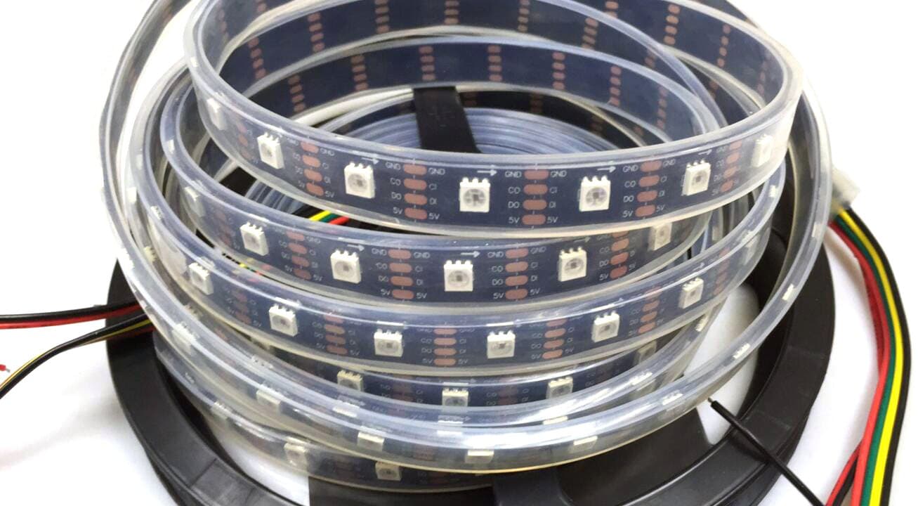 5M APA102 SMD 300 LEDs Pixels Addressable RGB LED Strip Light DC5V Waterproof IP67 (Black PCB)