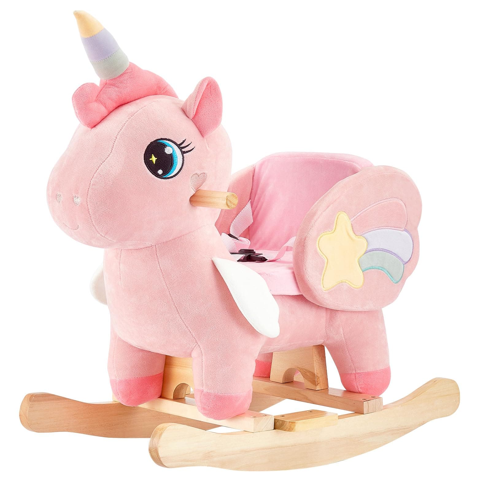 Unicorn Baby Rocking Horse, Pink Fairy Unicorn Rocking Horse for Toddlers 6 Months to 3 Years, Stuffed Ride-on Animal Rocker, Easy to Assemble, CPC & CE Certified