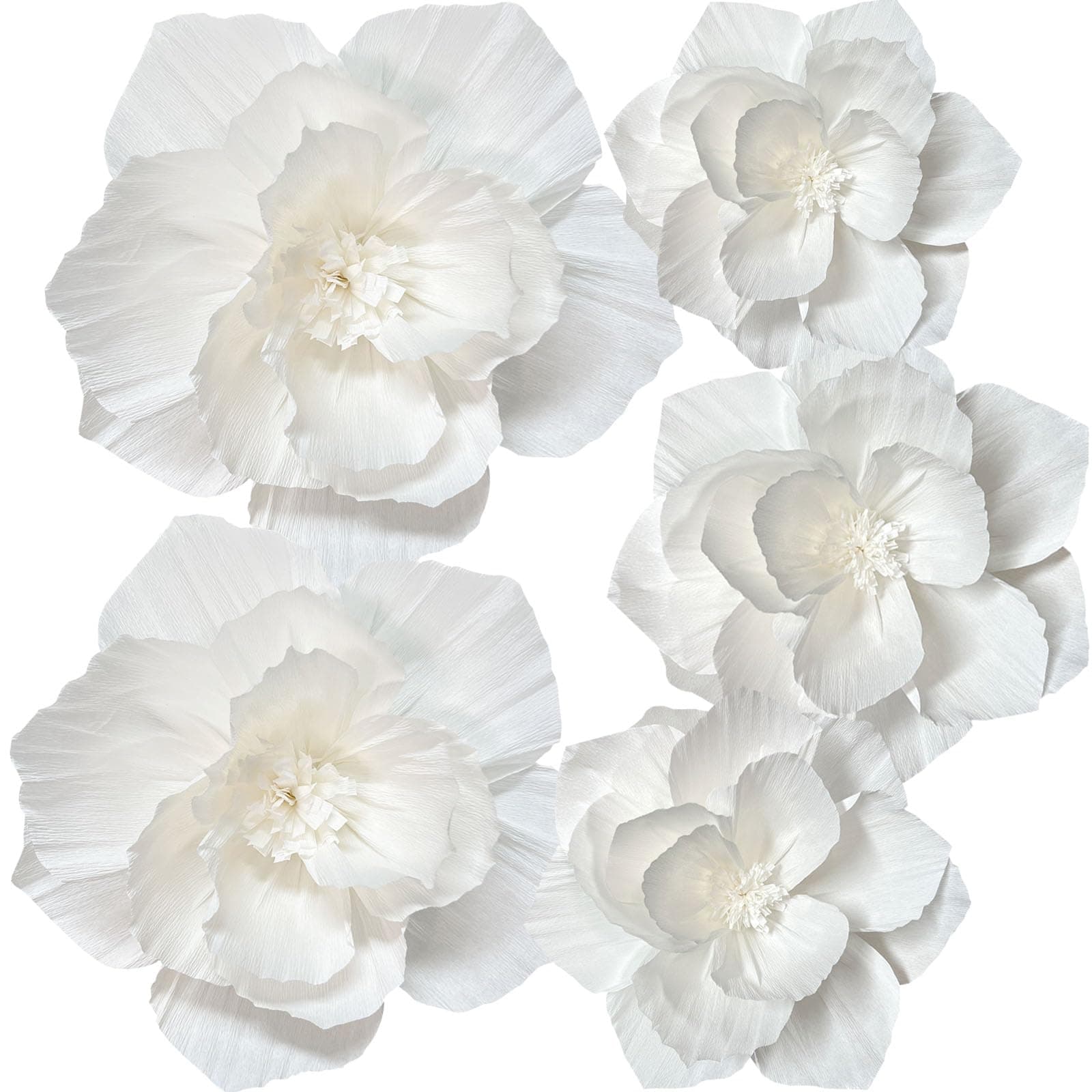 ANSOMO, White Paper Flowers Artificial 3D Wall Decor Wedding Birthday Bridal Shower Baby Shower Nursery Background Table Decorations Party Decorations