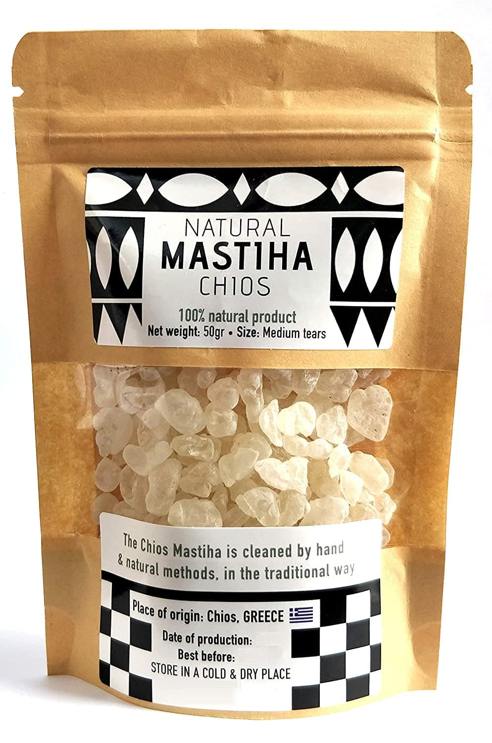Chios Mastiha Tears Gum Greek 100% Natural Mastic Packs From Mastic Growers (50gr Medium Tears)