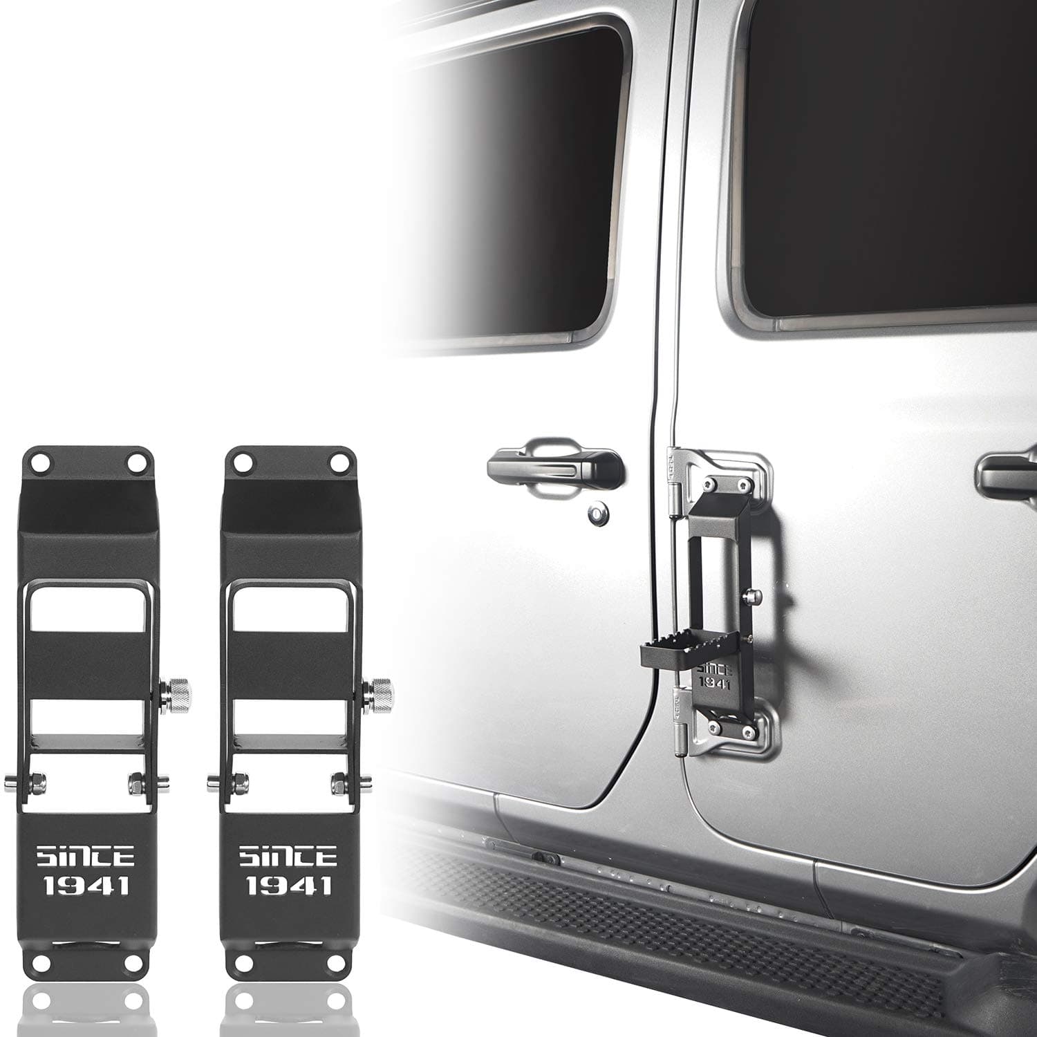 Door Hinge Step Foot Pedal w/1941 Sign Compatible with Jeep Gladiator JT/JL Wrangler 2018-2025 (Pack of 2)