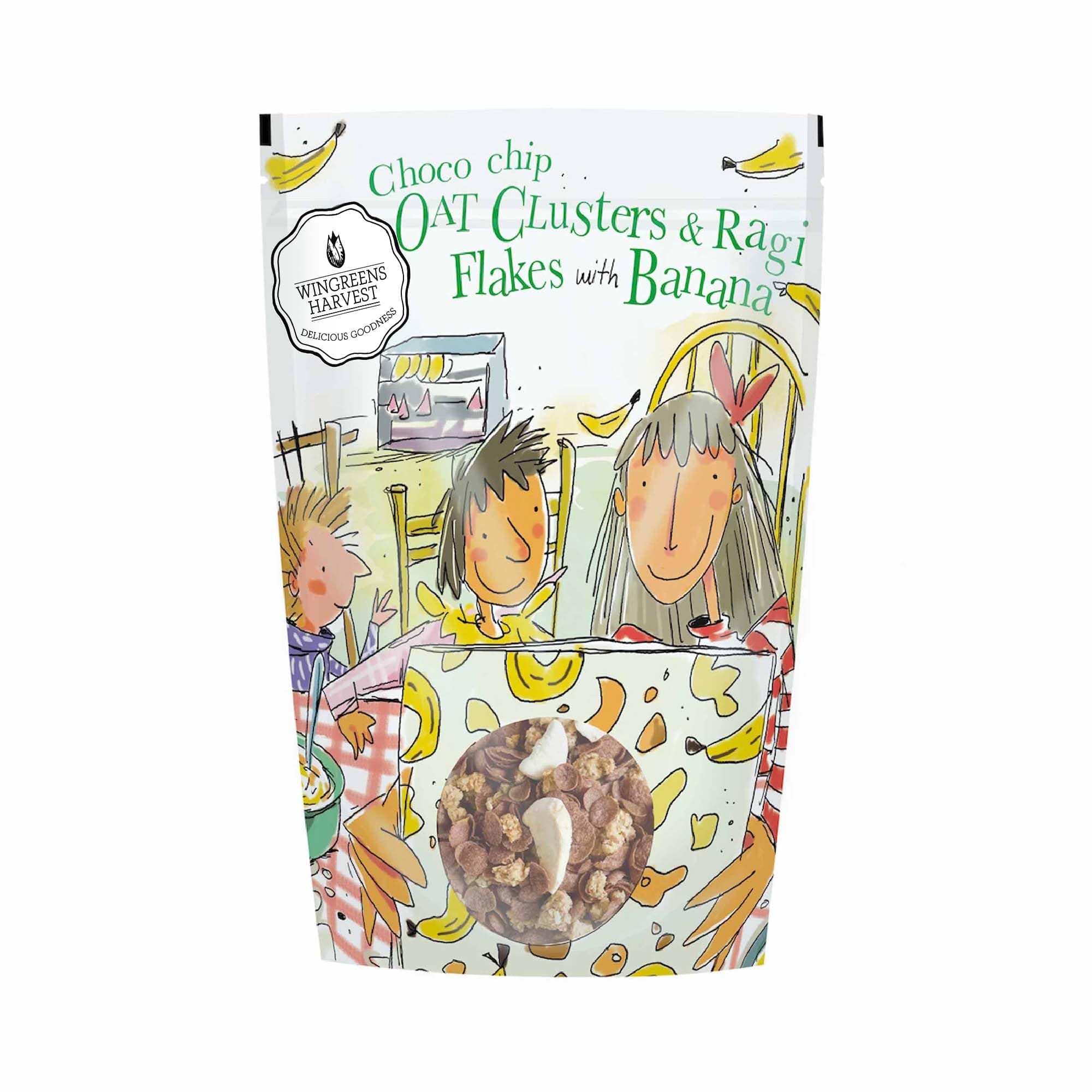 Monsoon Harvest Choco Chip Oats Clusters & Ragi Flakes with Banana, 350 g