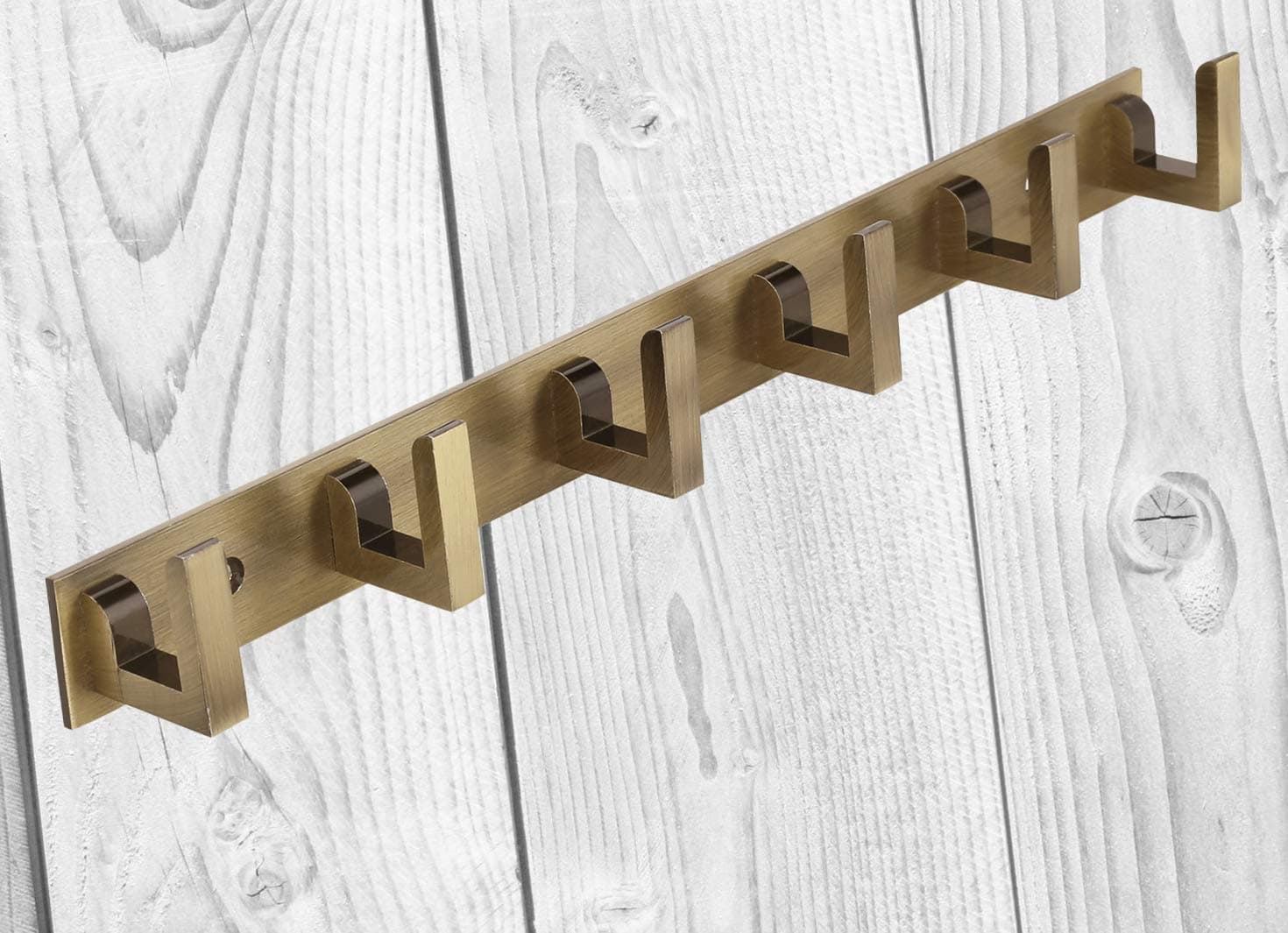 DOCOSS Exclusive Extra Long Antique Brass 6 Pin Metal Bathroom Cloth Hooks Hanger (Antique, 40 cm)