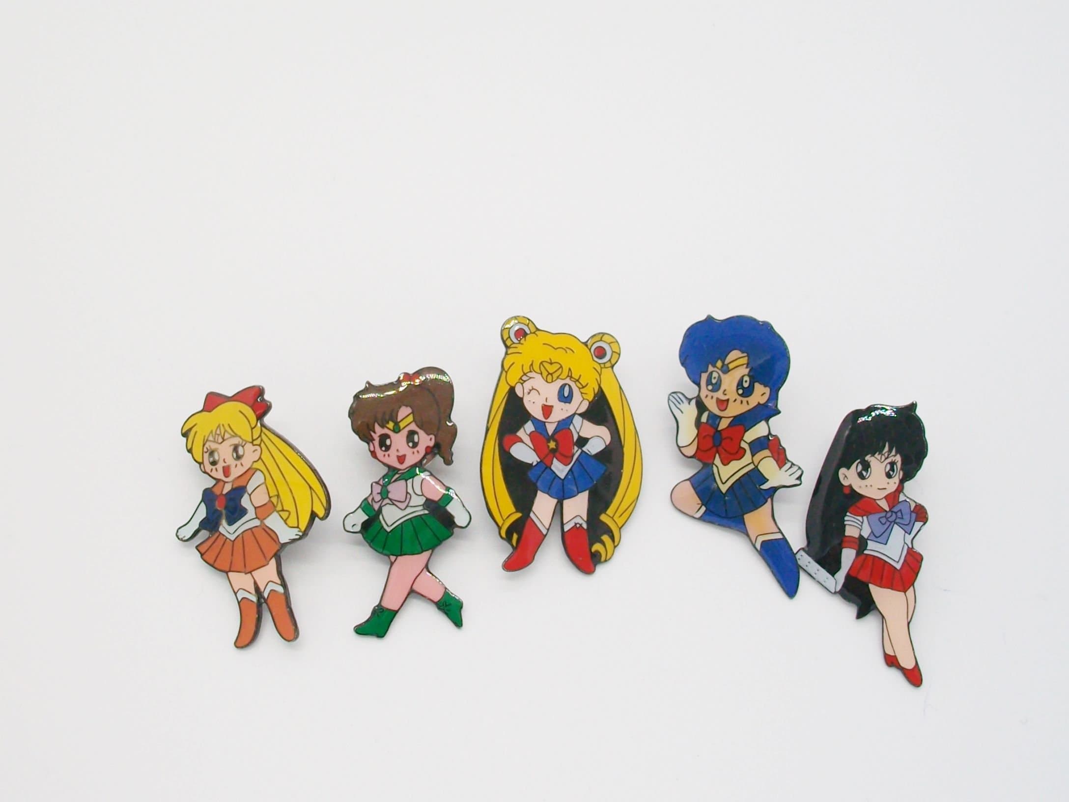 5 New Sailor Moon Sailor Scouts Metal Pins Badge Set