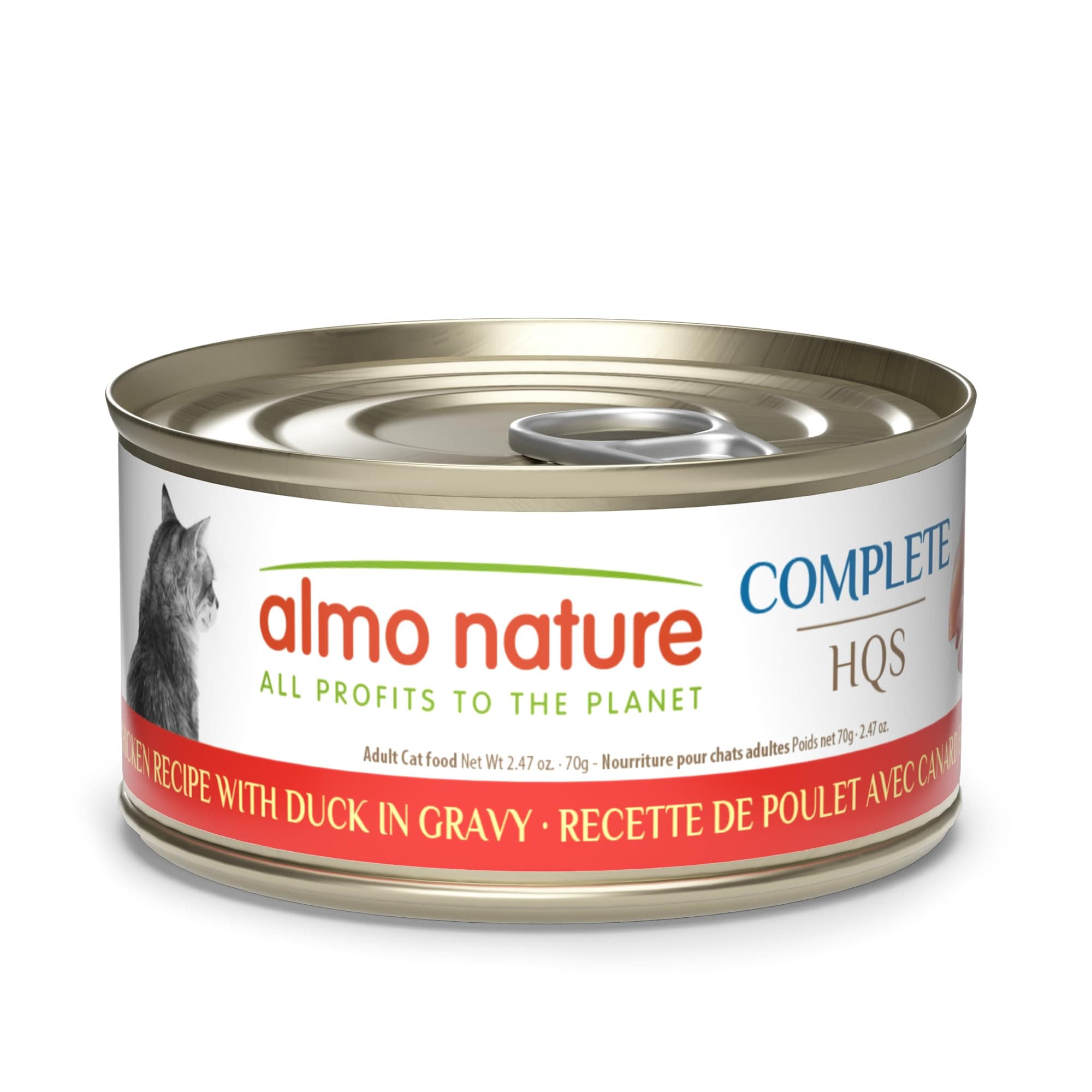 almo nature HQS Complete CAT Wet Cat Food Chicken Recipe with Duck in Gravy - Grain-Free Cat Food Canned, 2.47 oz (Pack of 12)