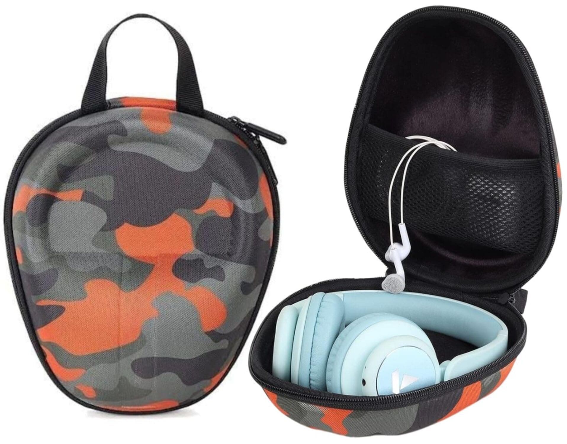 GadgetBite Headphone Carrying EVA Case Earpads Storage Bag Headphone Pouch Portable Anti-Pressure Compatible with Boat 550/Sony WH C510/Flix X1/Sony CH710n/Hyperx Cloud Cases (Army Orange)
