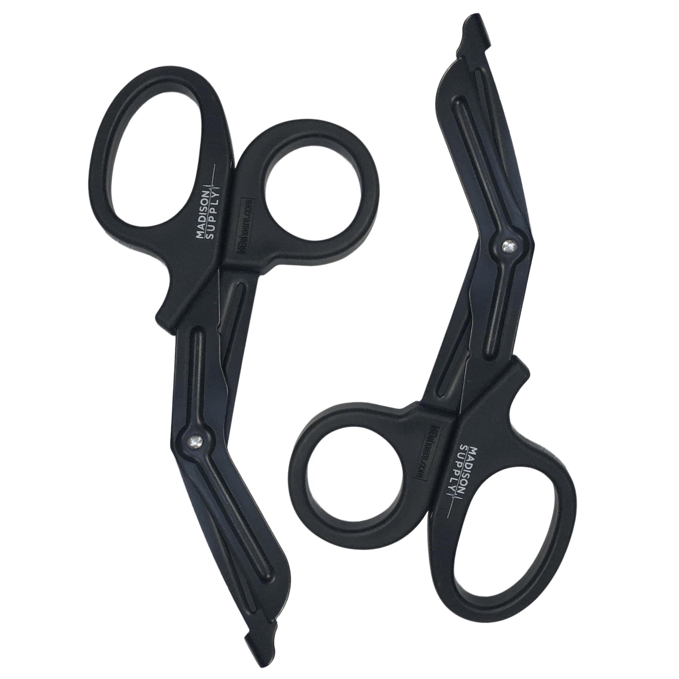 Madison Supply Medical Scissors, EMT and Trauma Shears - 7.5-Inch Bandage Scissors, Stainless Steel Medical Shears - Fluoride-Coated Blades for First Responders, Nurses, and Doctors (2 Pack, Black)