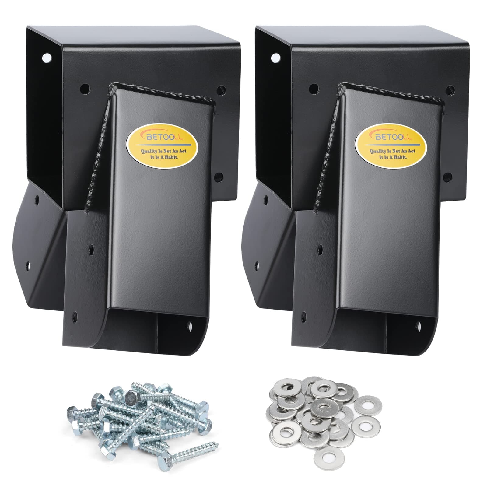 BETOOL Swing Set Brackets - 2pcs A Frame Swing Bracket Hardware with All Mounting Accessories (Black)