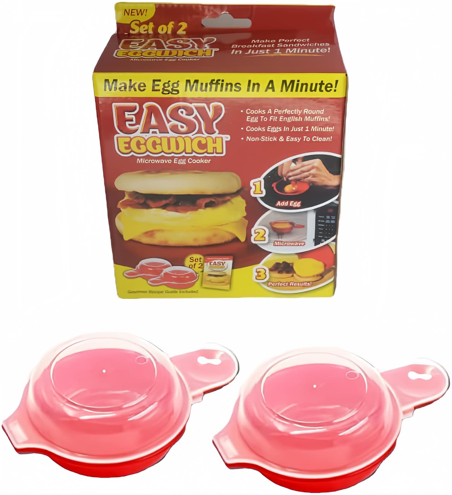Microwave Egg Muffin Breakfast Sandwich Cooker For Make Egg in 1 Minute
