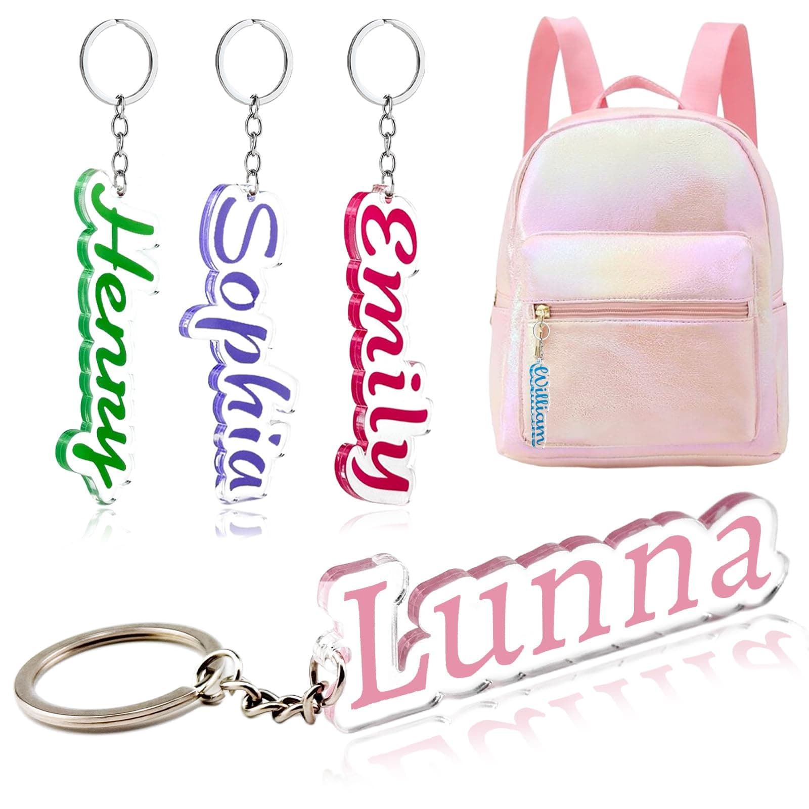 Personalized Name Tag for Backpack, Custom 3D Kids Name Keychain Tags, Personalized Back to School Supplies Gifts