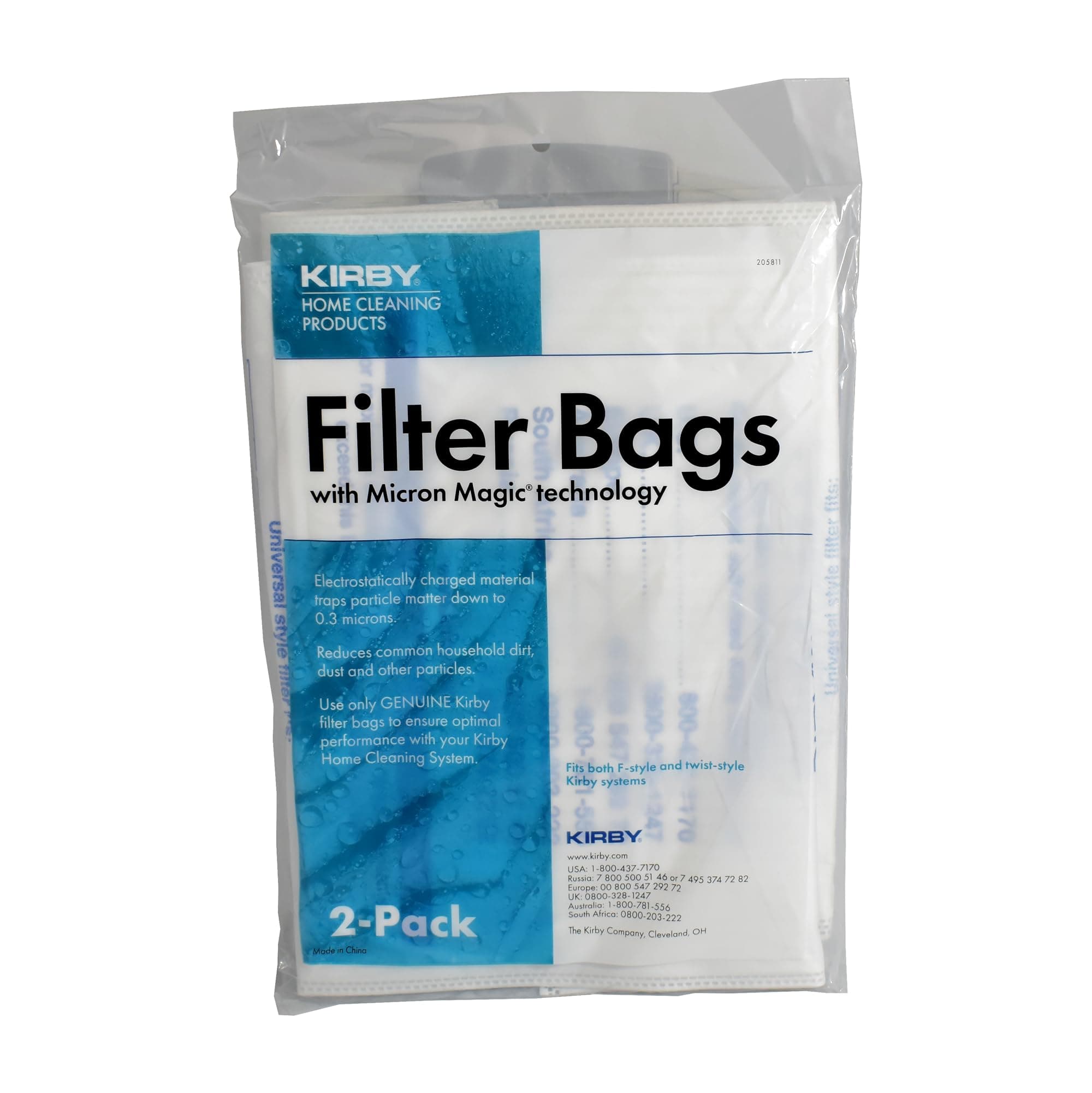 Micron Magic HEPA Filter Bags 2-Pack | Part #205811 | Genuine Kirby OEM | Fits Avalir, Sentria, G Series | F-Style & Twist-Style
