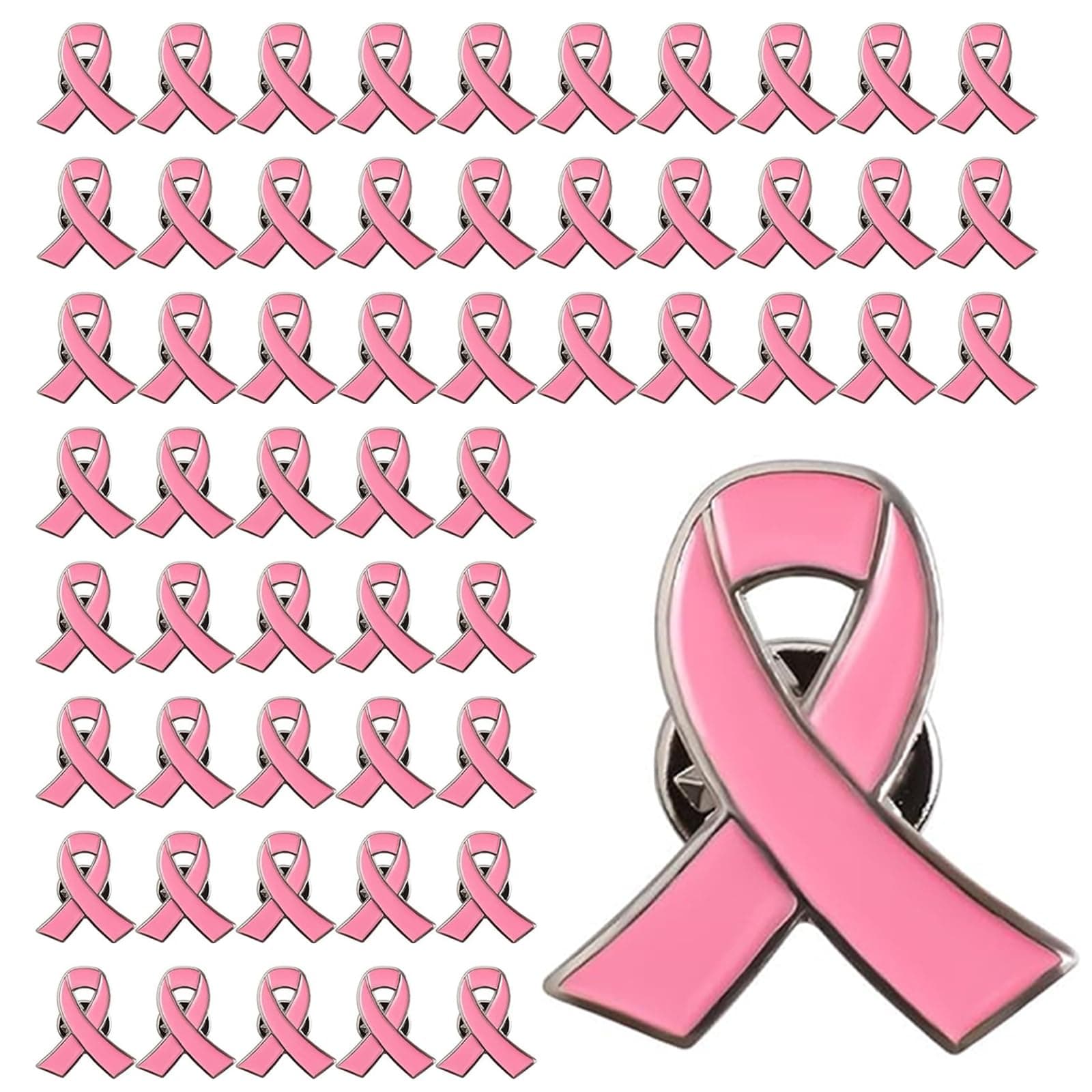 GZCXQ50 PCS Pink Ribbon Pins - Breast Cancer Awareness Month Merchandise - Wear It Pink Breast Cancer Accessories - Breast Cancer Badge & Pin Badge for Charity Public and Social Event