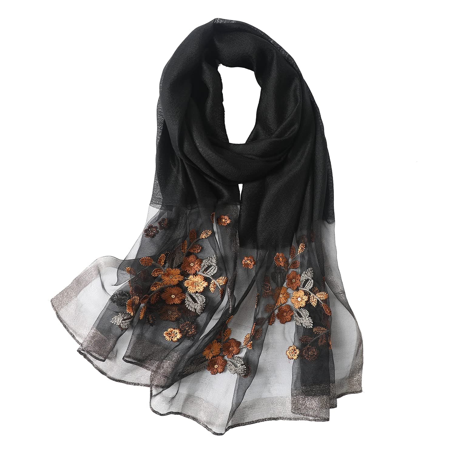 WINCESS.YU Silk Scarf for Women Lightweight Shawls and Wraps for Weddings Fashion Pashmina Shawl Embroidered Scarves