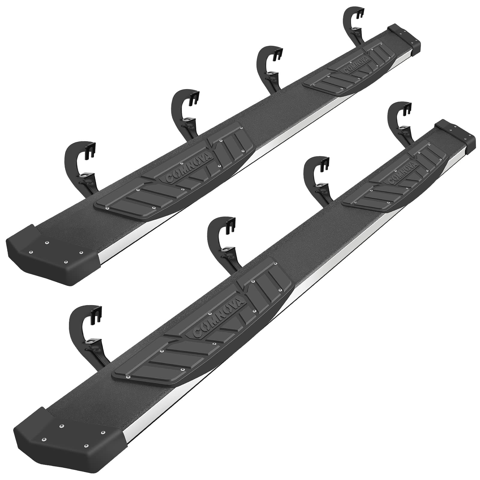 COMNOVA 6.5 Inches Side Steps Running Boards Compatible with 2007-2018 Chevy Silverado/Sierra 1500 2500 3500 Crew Cab & 2019 1500LD 2500HD 3500HD Crew Cab. Rock Sliders Nerf Bars Made with Aluminum.