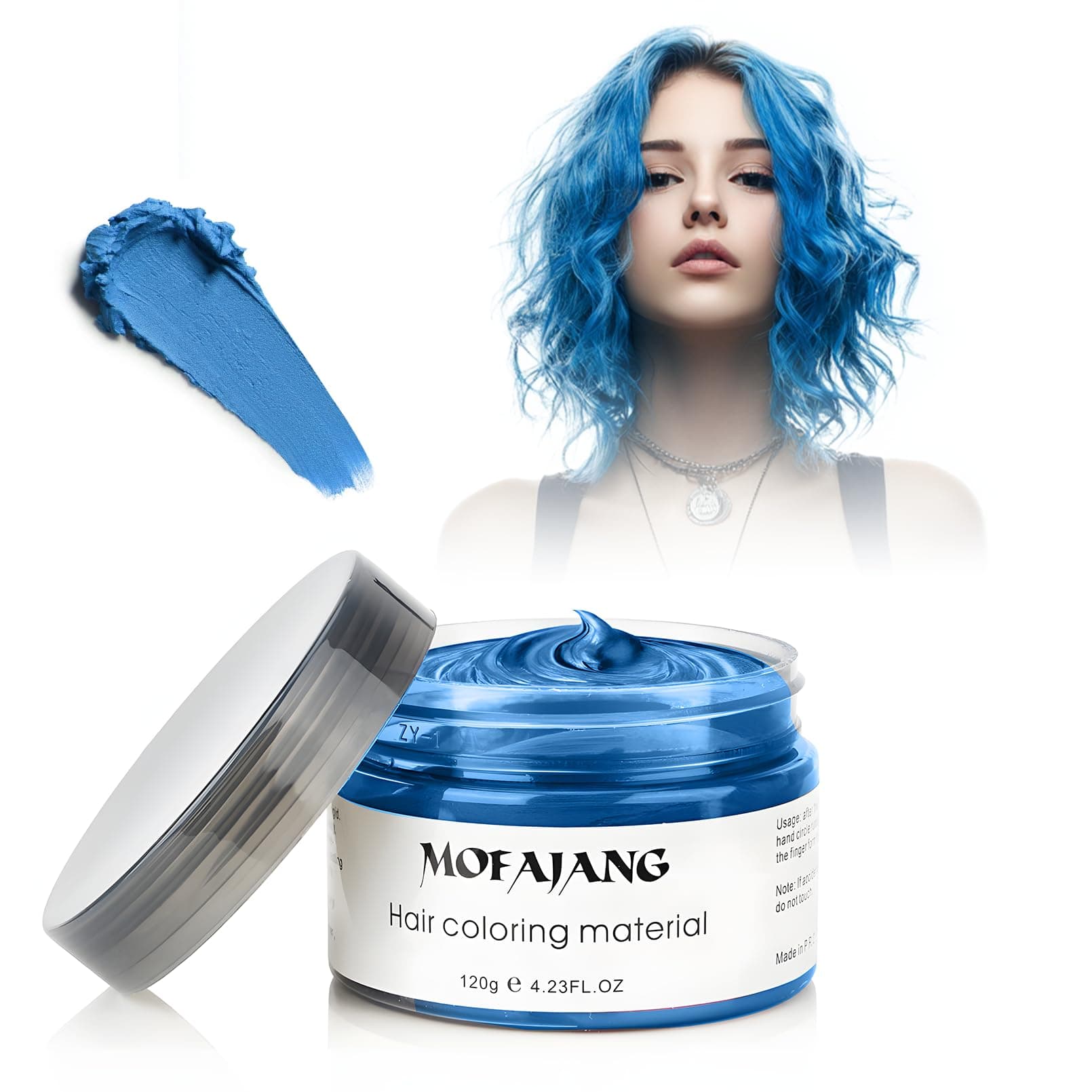 Blue Temporary Hair Color Wax - SOVONCARE Washable Hair Dye for Men & Women, All-Day Hold Disposable Hair Styling Clays for Party, Cosplay & Daily 4.23 oz