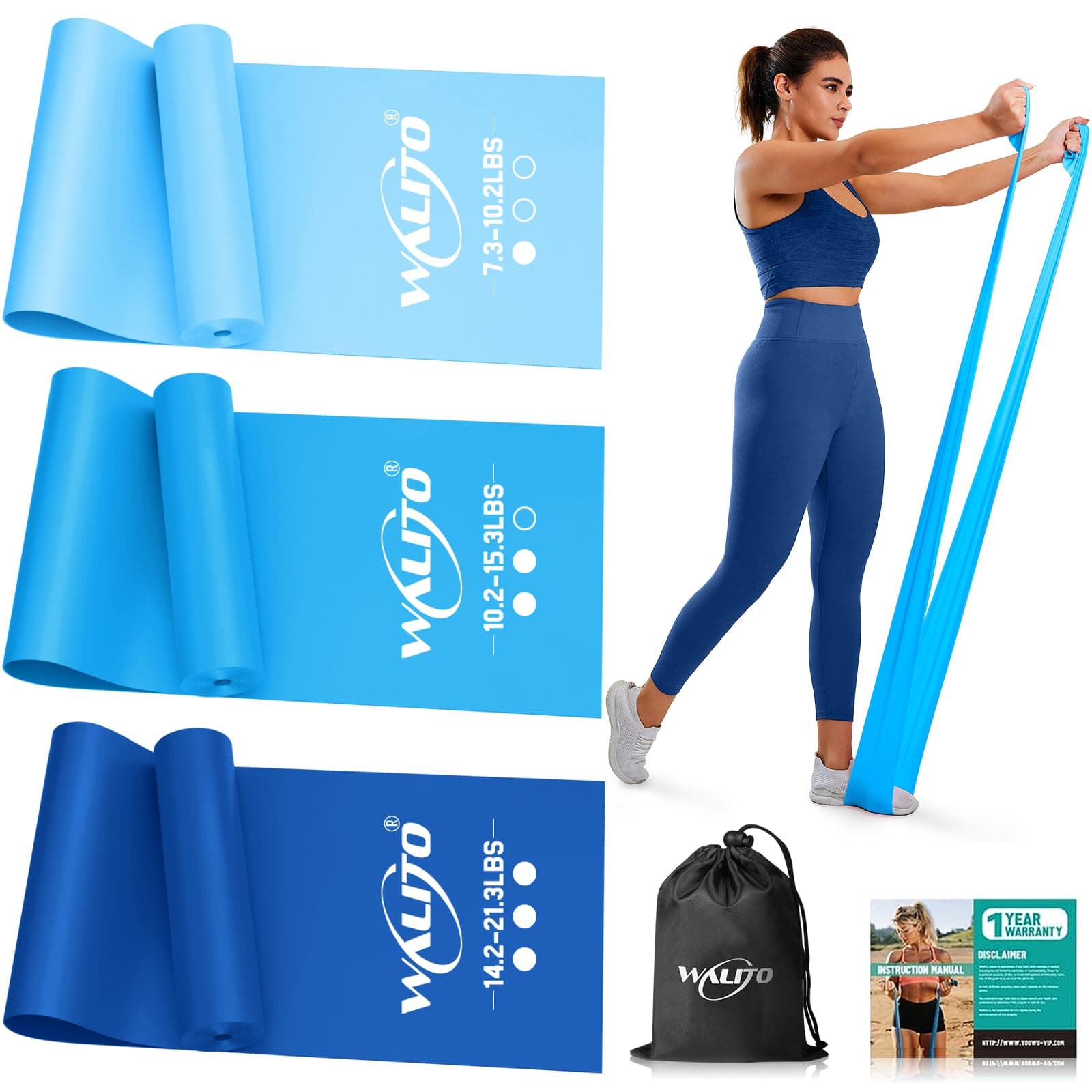 WALITOResistance Bands for Working Out, Exercise Bands for Women and Men, Workout Bands for Physical Therapy, Stretch, Recovery, Pilates, Rehab, Strength Training and Home Gym
