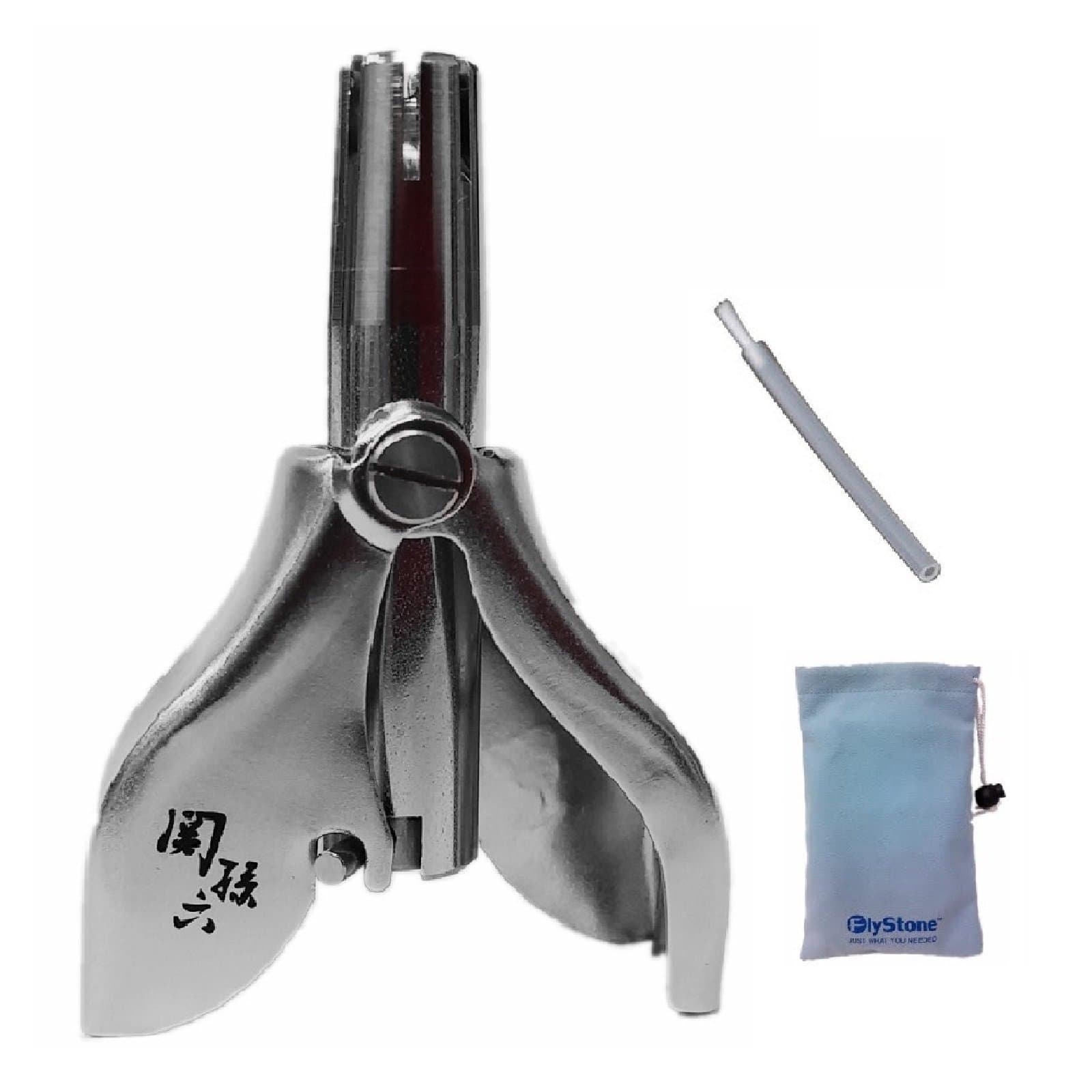 FlyStone KAI Seki Magoroku Rotary Nose Hair Cutter with Cleaning Brush HC-1813 (Silver), Comes with FlyStone Pouch [Retail Package]