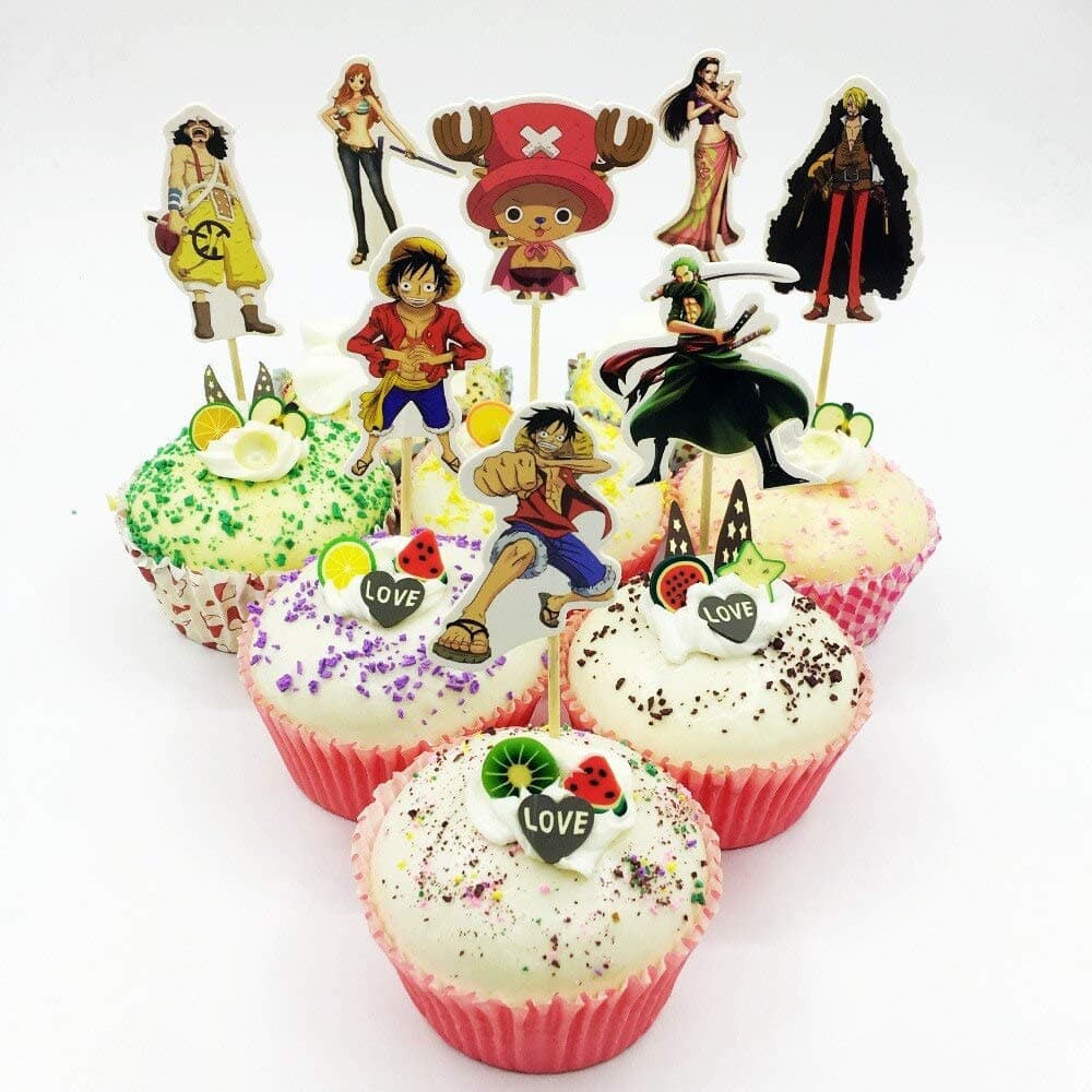 KBN 24pc Japanese Anime One Piece Cartoon Cake Cupcake Toppers