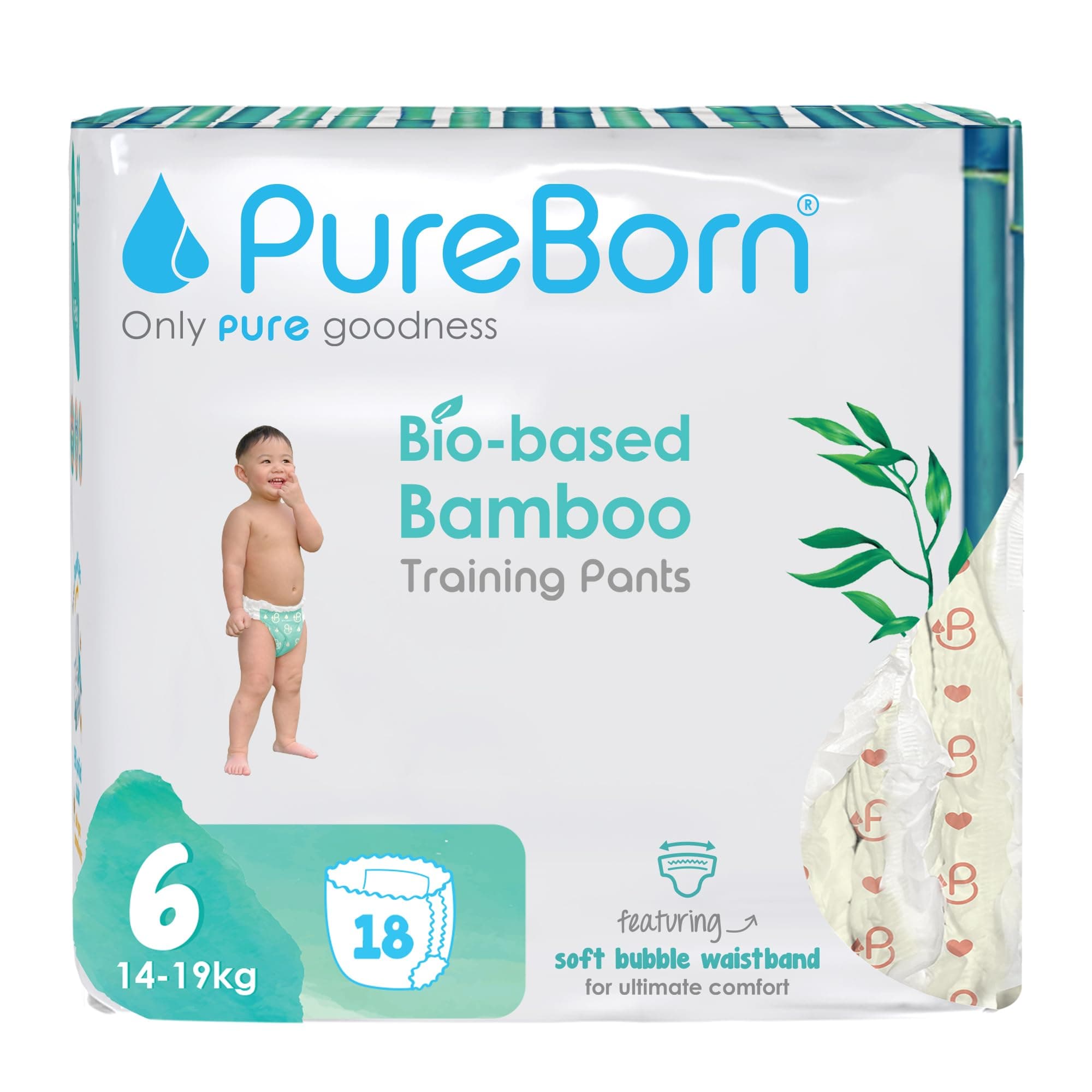 PureBorn Baby Dry Pull Up Diapers/Nappy Pants Suitable for Babies |Size -6 |Single Pack|18 Pieces|Day & Night Protection|Dermatologically tested|Super Soft |