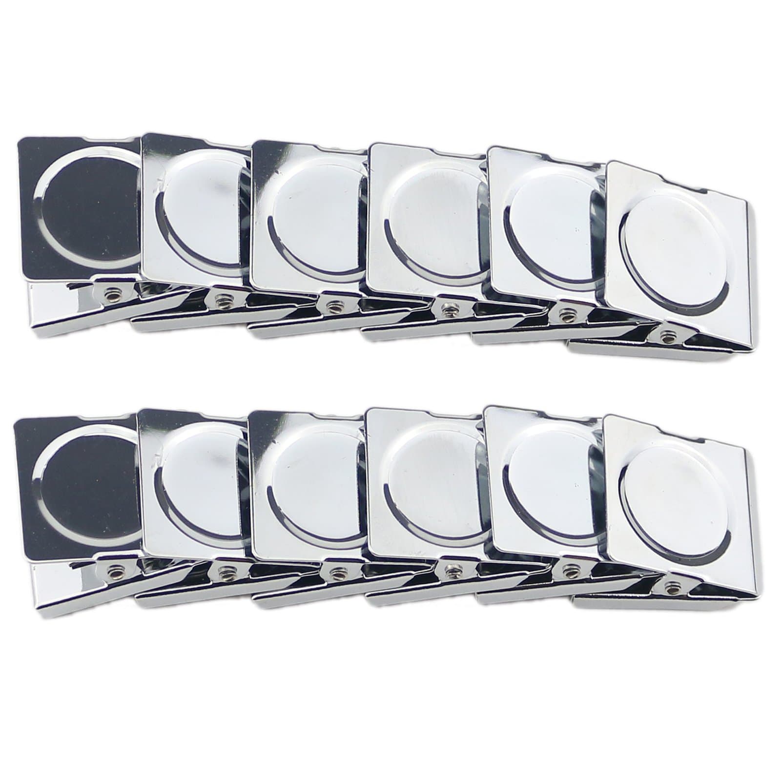 Ogrmar Metal Clip 1.75"-12 Pack Refrigerator Whiteboard Wall Magnetic Memo Note Clip Metal Clip