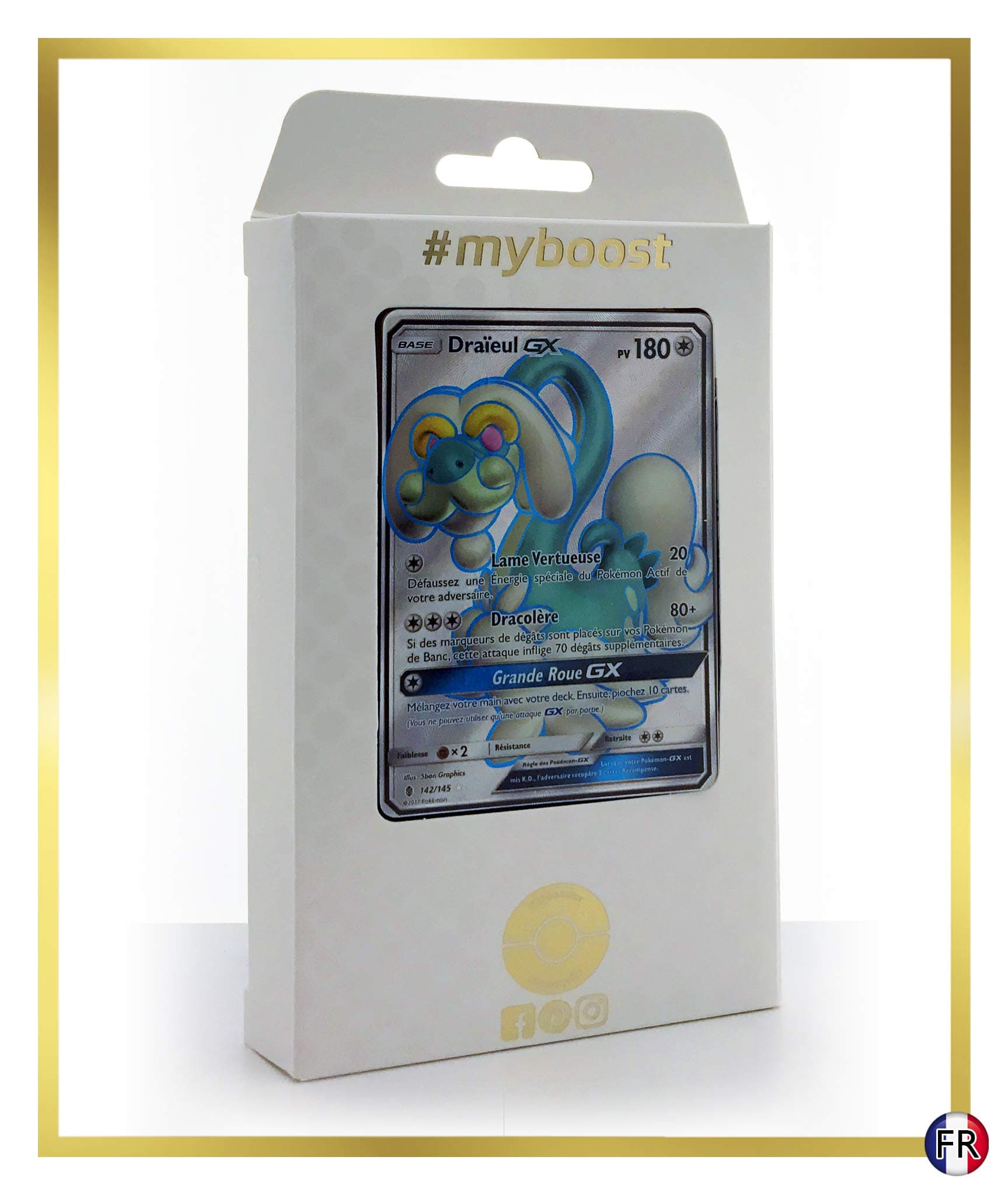 Draïeul-GX (Drampa-GX) 142/145 Full Art - #myboost X Soleil & Lune 2 Gardiens Ascendants - Box of 10 Pokemon French cards
