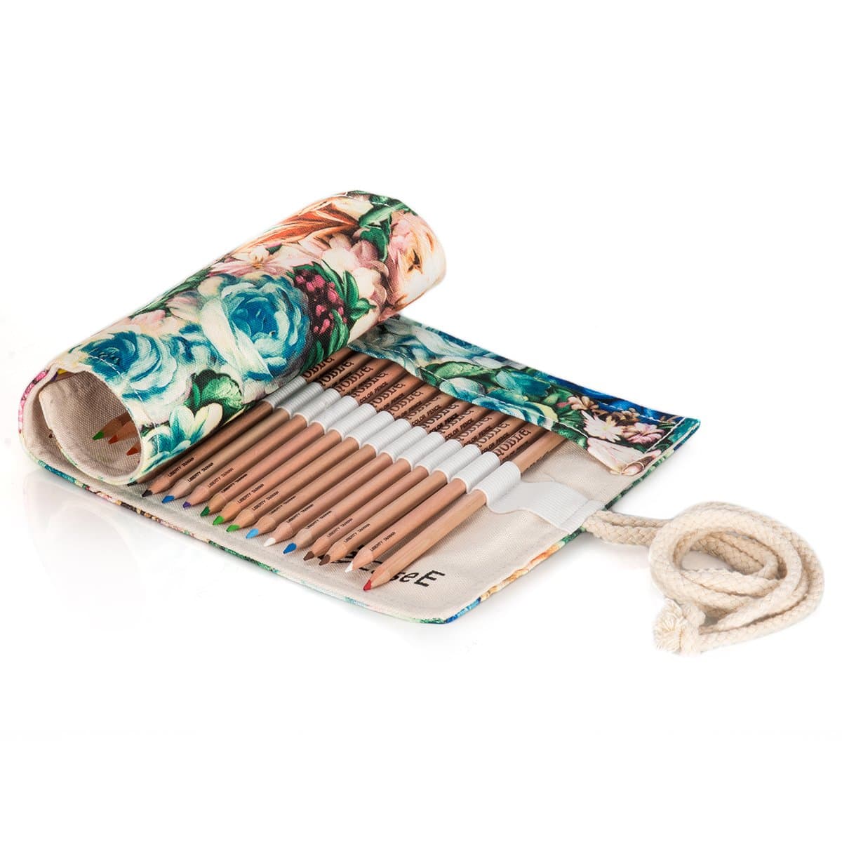 Case E Canvas Pencils Wrap, Travel Drawing Colouring Pencils Roll Organizer For Artist, Pencils Pouch Case Holder for Secret Garden Pencils Storage(Pencils are NOT INCLUDED) (48 Holes-B)