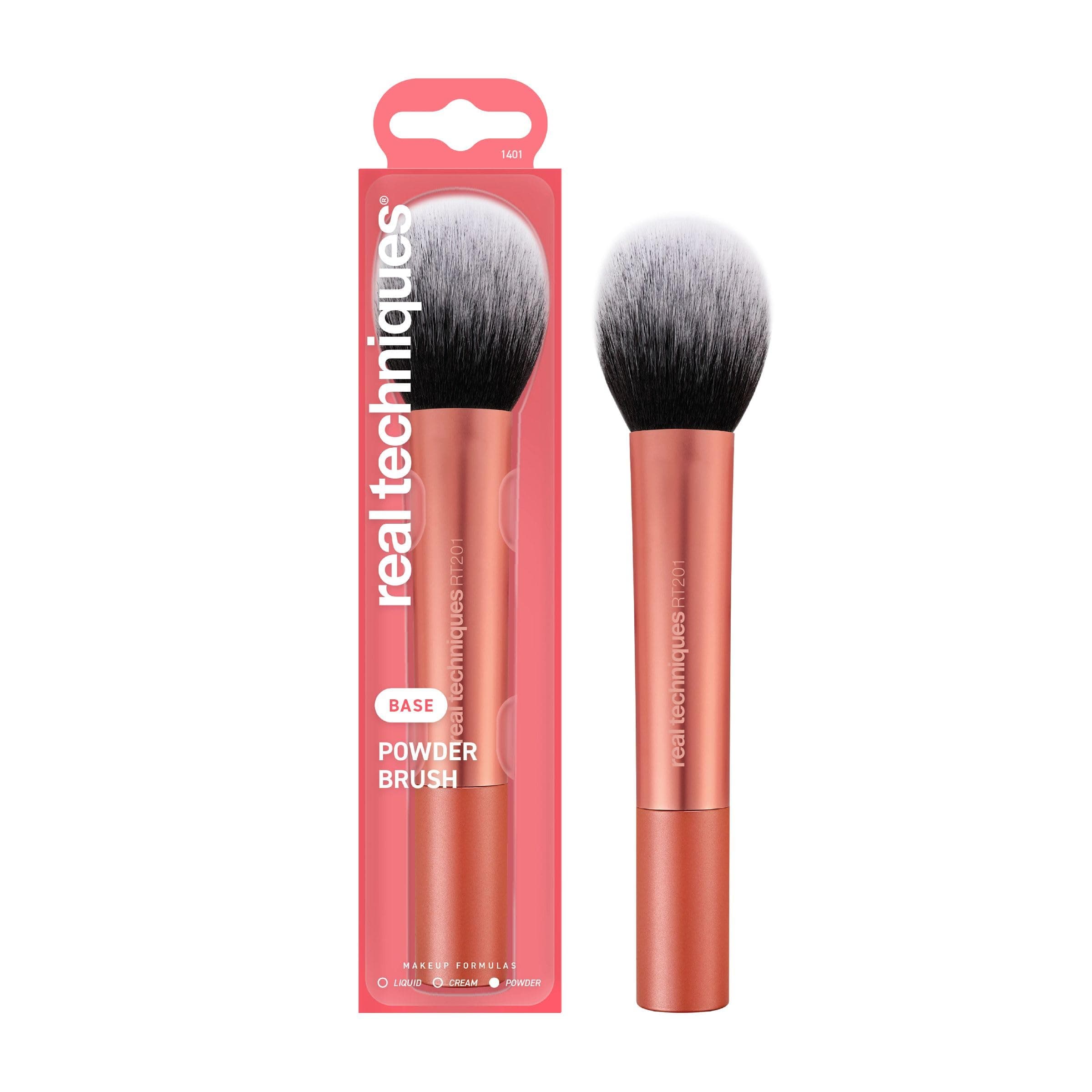 Real Techniques Ultra Plush Face Brush, large, soft, fluffy makeup tool for powder, bronzer, or blush, vegan, cruelty-free, synthetic bristles, professional quality, 1 count