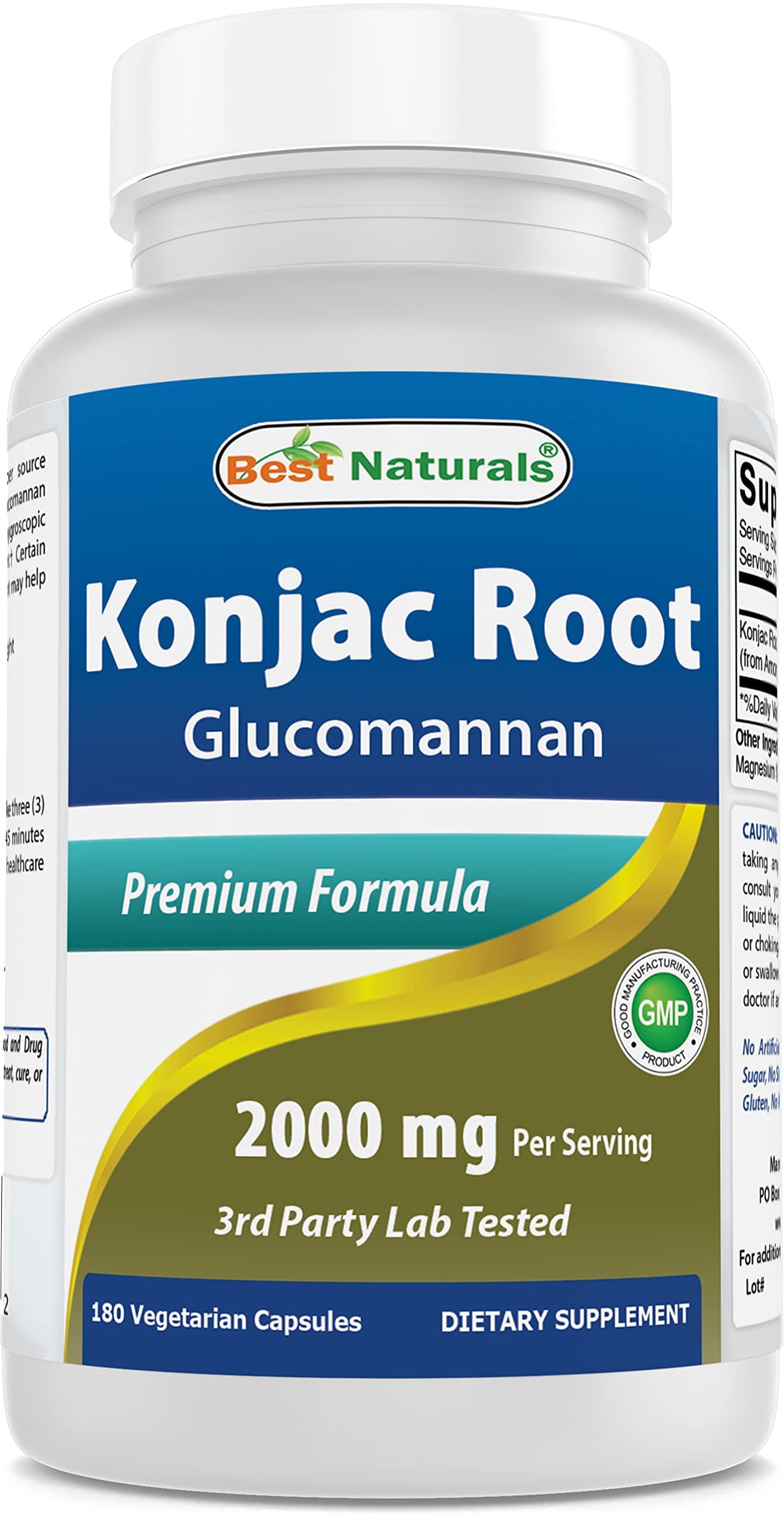 Best Naturals Konjac Root, 2000 mg, 180 Caps (Pack of 1)