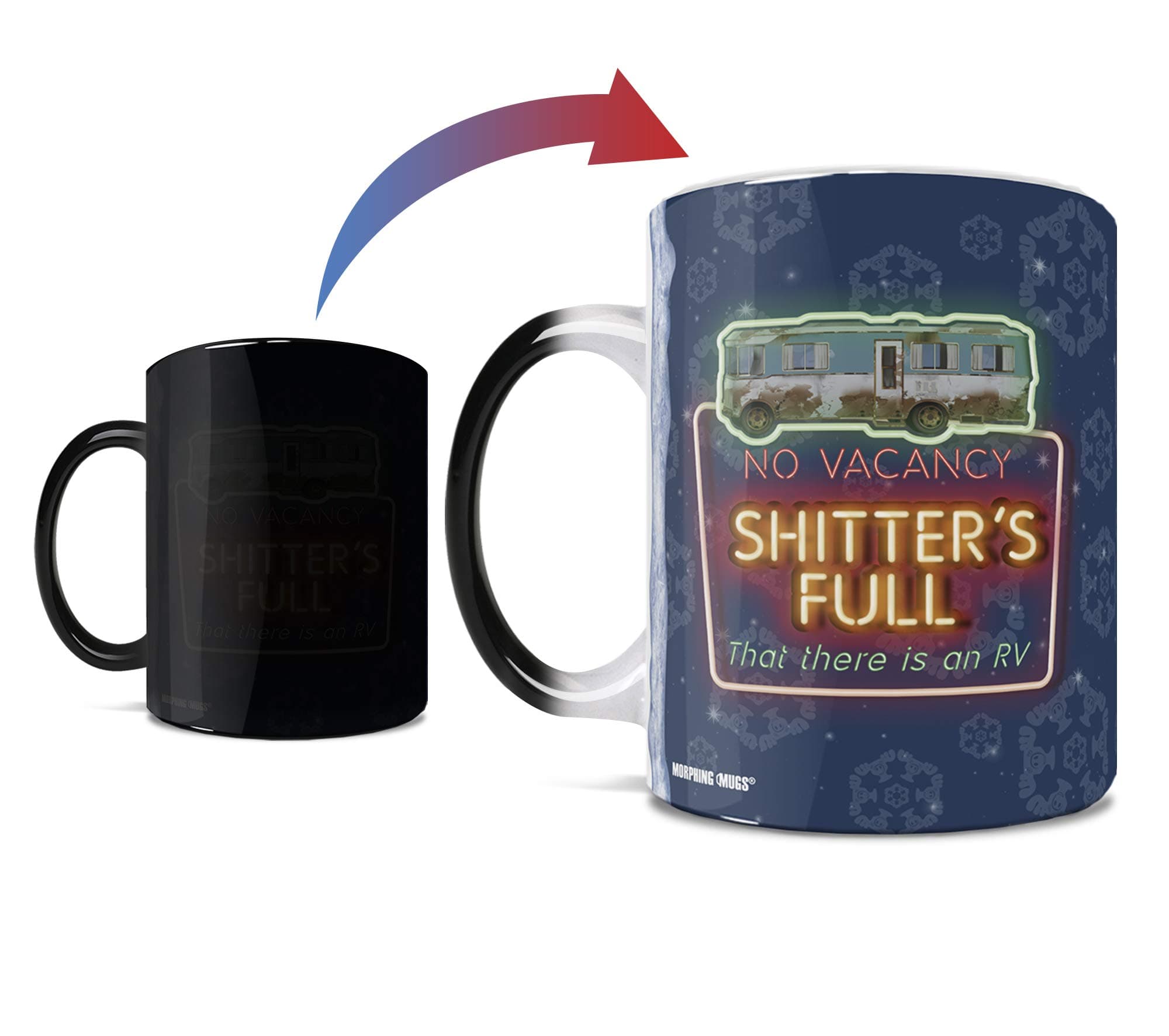 National Lampoon’s Christmas Vacation – Cousin Eddie RV – Shitter's Full – One 11 oz Color Changing Heat Sensitive Ceramic Mug – Image Revealed When HOT Liquid Is Added! MMUG1090