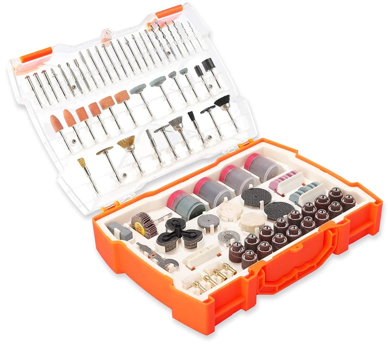 Luckyway361-Piece Rotary Tool Accessories Kit, Grinding Polishing Drilling Kits, 1/8" Shank Electric Grinder Universal Fitment for Easy Cutting, Grinding, Sanding, Sharpening, Carving and Polishing