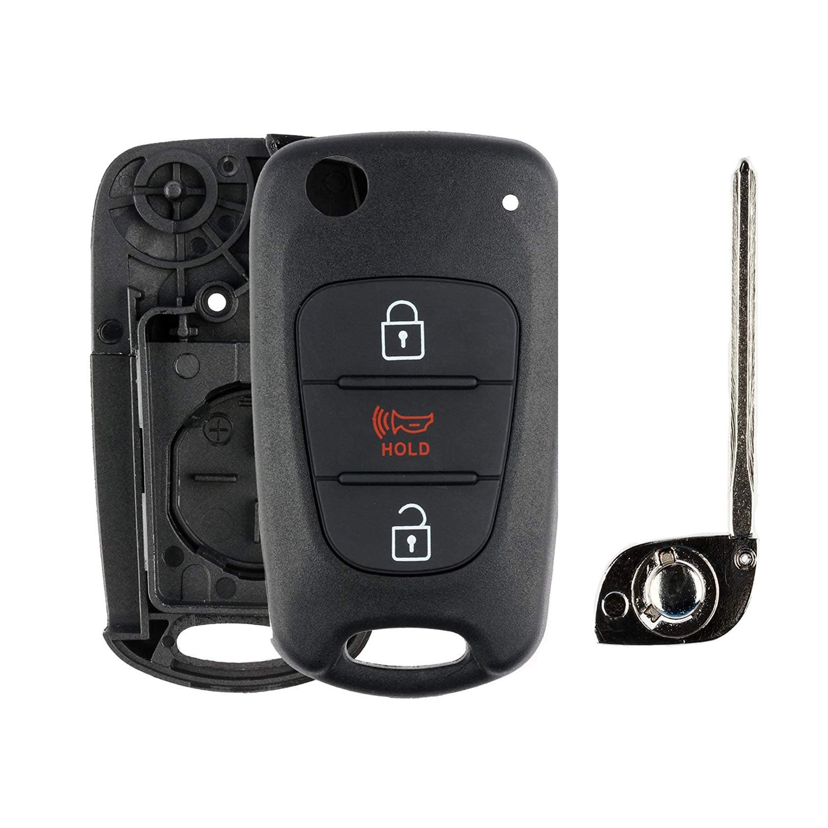 Anxingo Car Key Fob Remote Case for Kia Soul NYOSEKSAM11ATX Uncut Blank Flip Car Key Blade Key Shell Outer Cover