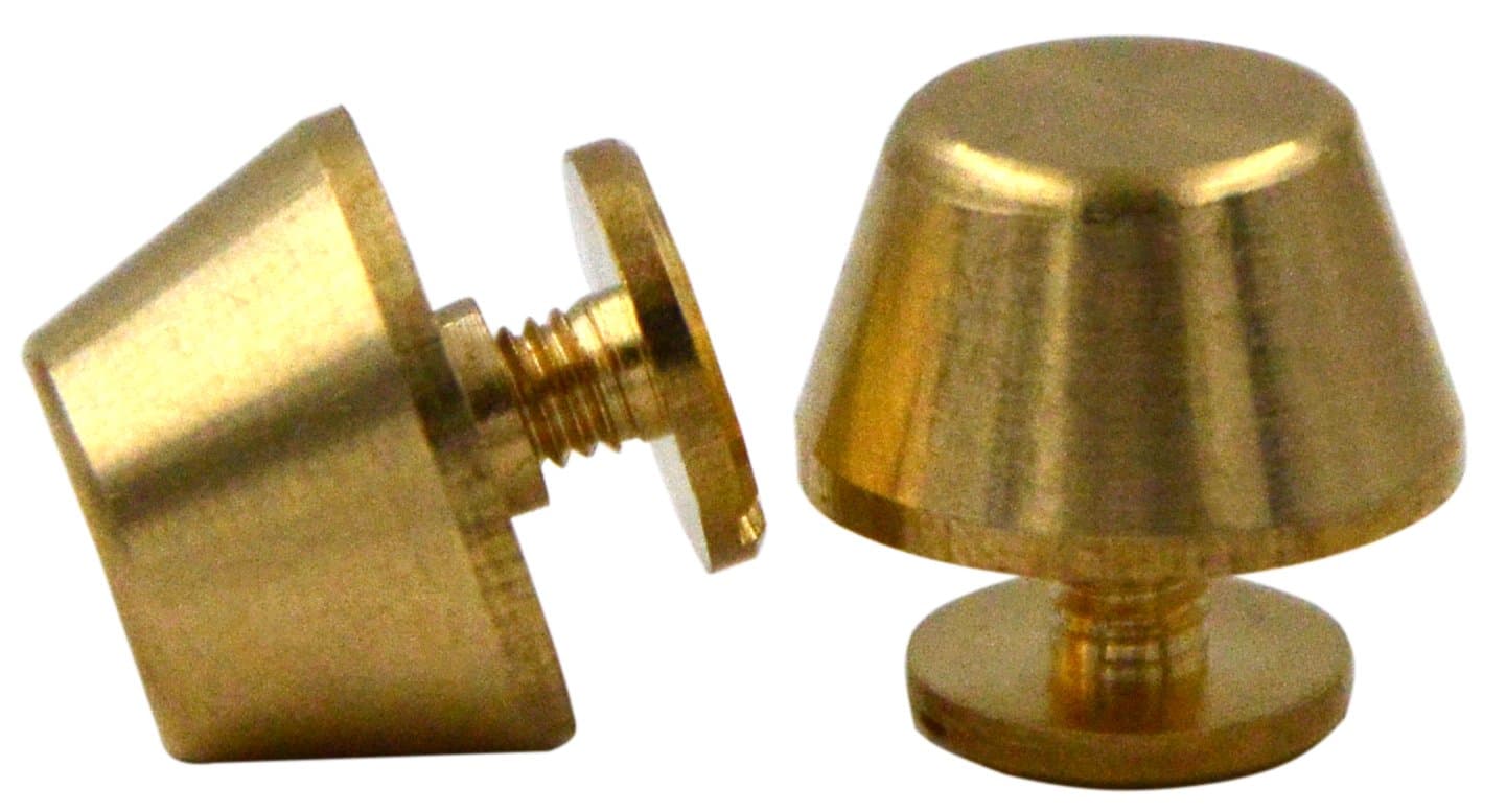 Hirisy 10Sets 12mm Solid Brass Flat Bottom Feet Screw Back Nailheads Stud Spike for DIY Leathercraft Purse Handbag