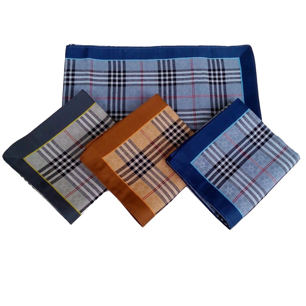 Handkerchiefs Cotton Chic Tartan Plaid Men Handkerchiefs Bulk (Pack of 12)