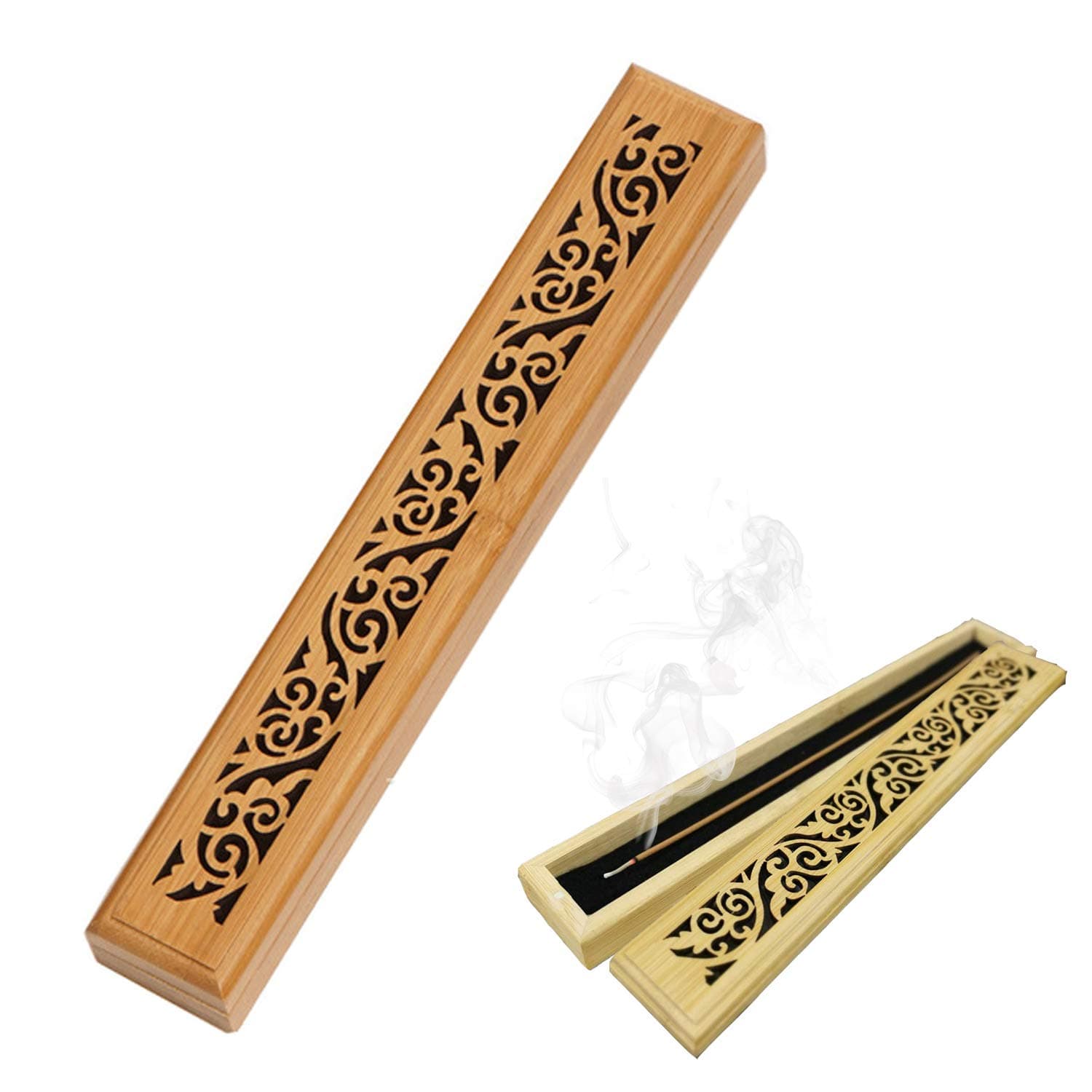 Incense Holder, Grace Incense Burner Bamboo, Upgraded Incense Stick Holder, Premium Incense Box Burner Ash Catcher