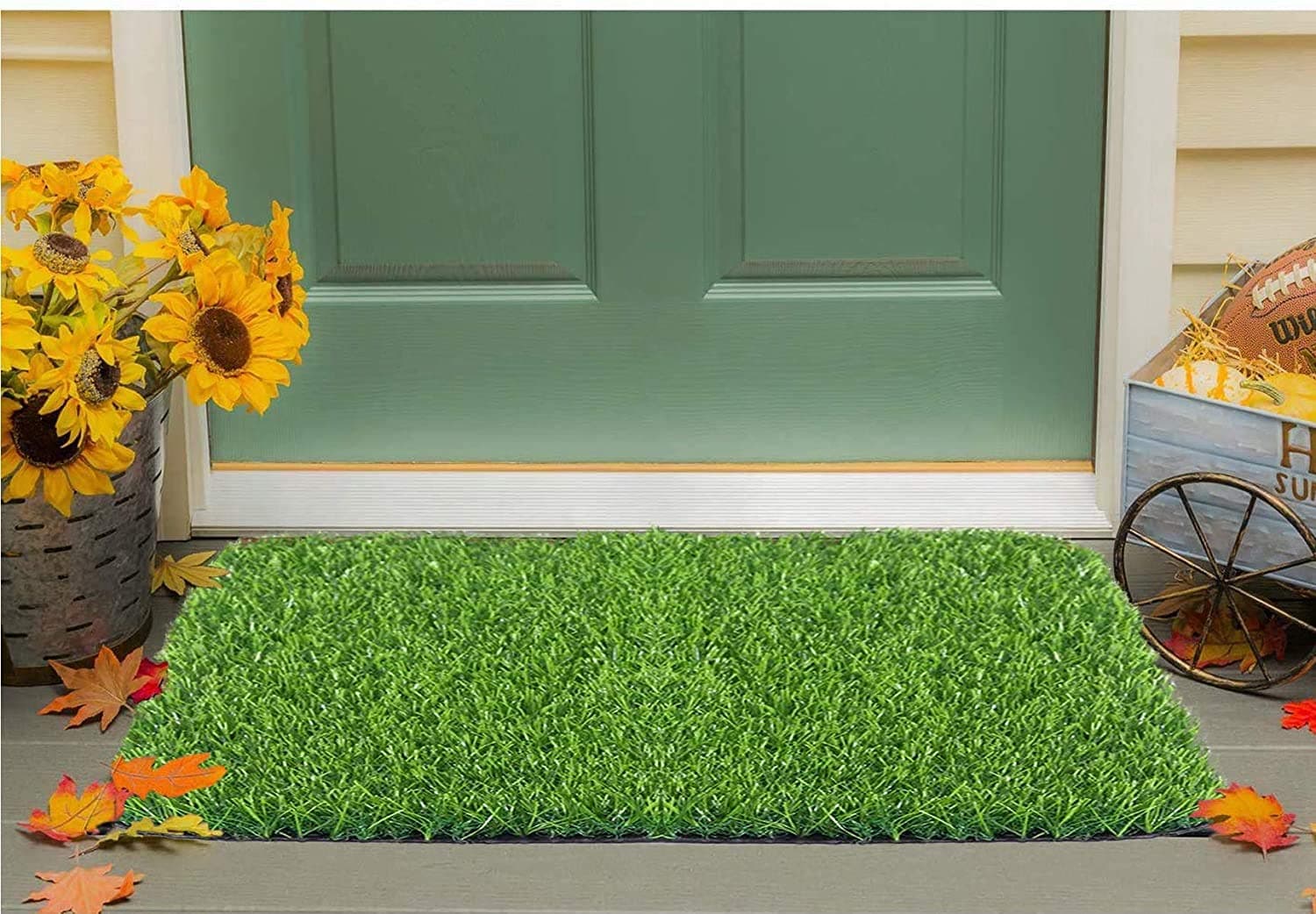 Status Contract Artificial Grass Mat for Outdoor Balcony Décor| (12x18cm)| Green Lawn Floor Carpet Living Room|Home and Kitchen Floor Mat|Outdoor Carpet Waterproof (Natural Green), Artificial Grass
