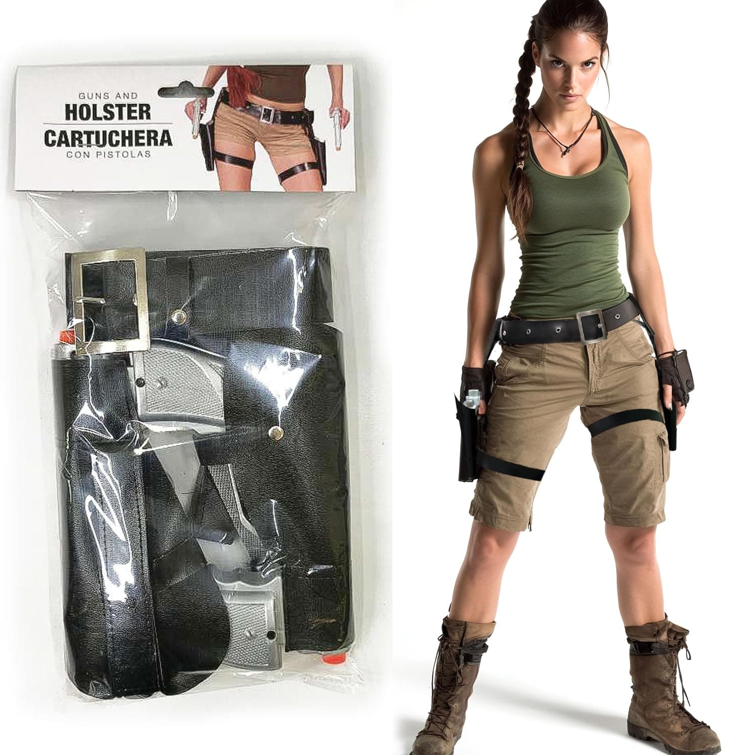 Thigh Holster for Women, SEPTCITY Adjustable Leg Holsters for Toy Gun and Pistols, Cool Cowboy Toys Party Accessory Halloween Cosplay Police Costume for Women