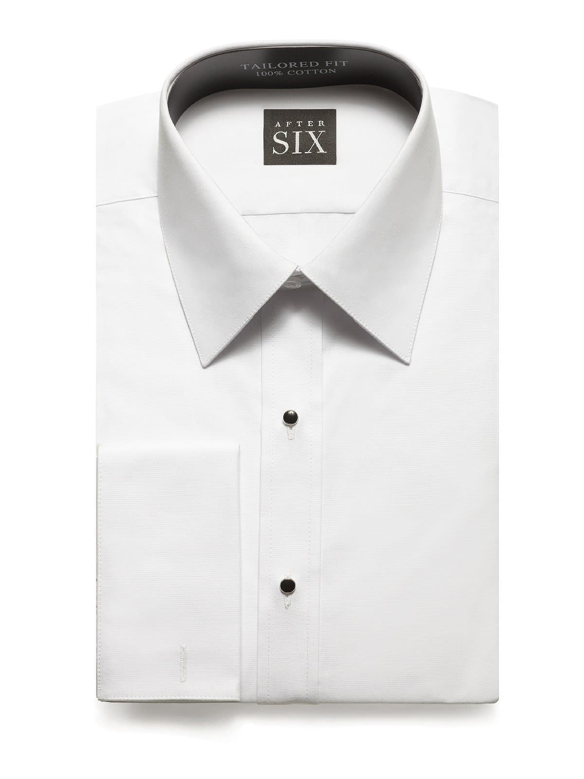 After Six The Harry - Plain Front Regular Fit Tuxedo Shirt from Dessy Group - White - Size 14.5/34-35