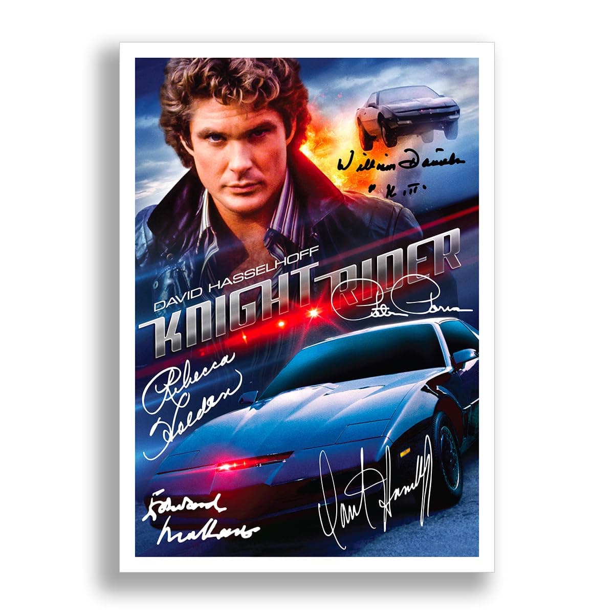 Knight Rider Cast Signed Autograph A4 Poster Photo Print TV Show Series Season Framed Memorabilia Gift David Hasselhoff (POSTER ONLY)