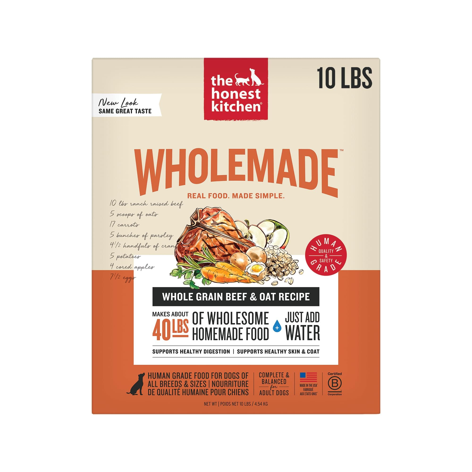 The Honest Kitchen Dehydrated Whole Grain Beef Dog Food, 10 lb Box