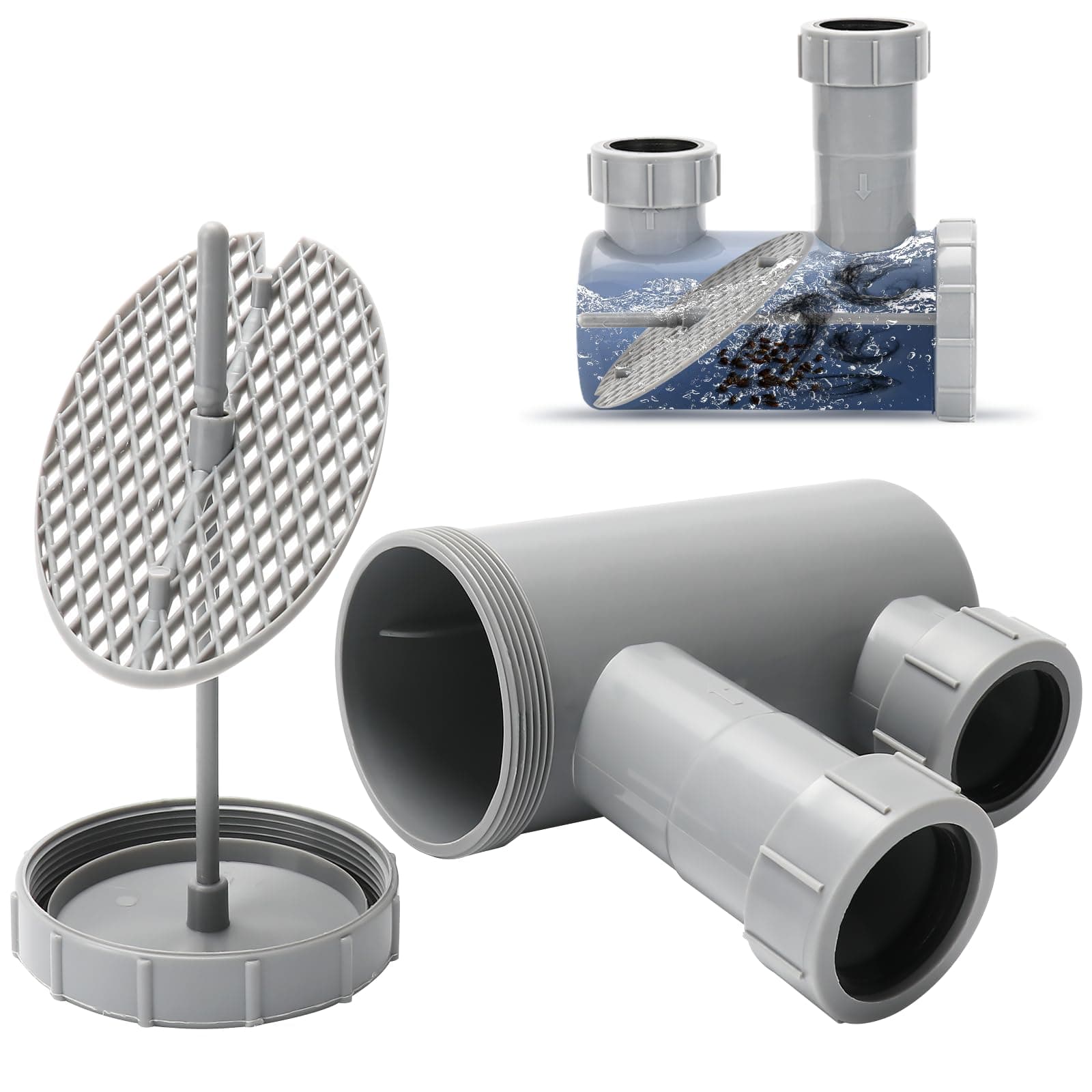 LukLoy Professional Salon Hair Trap for Backwash Shampoo Bowl Sink, Universal PVC Catch All Hair P Trap Easy Clean