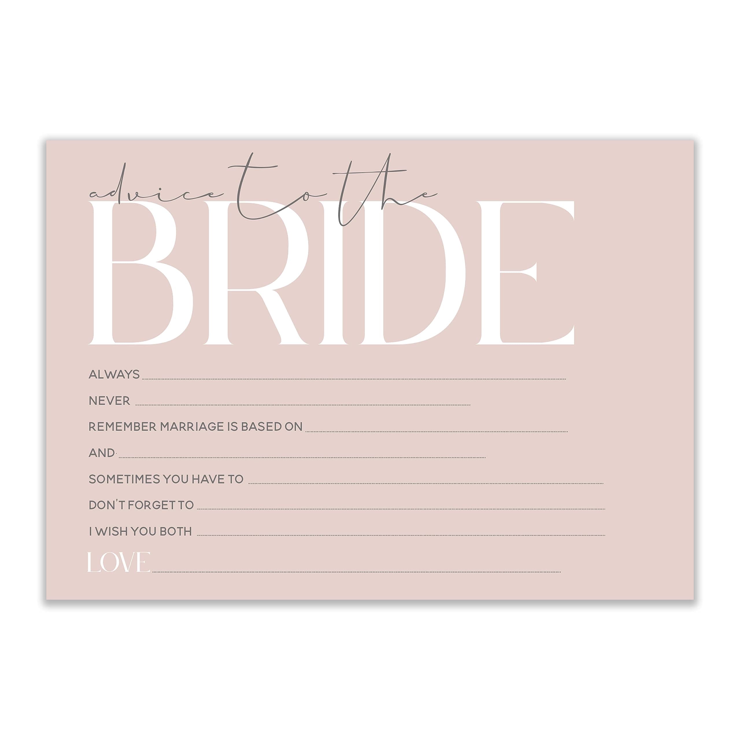 The Little Party CompanyHen Party Games - Blush Pink Design - Accessories - Elegant Classy Advice To Bride Cards (x10)