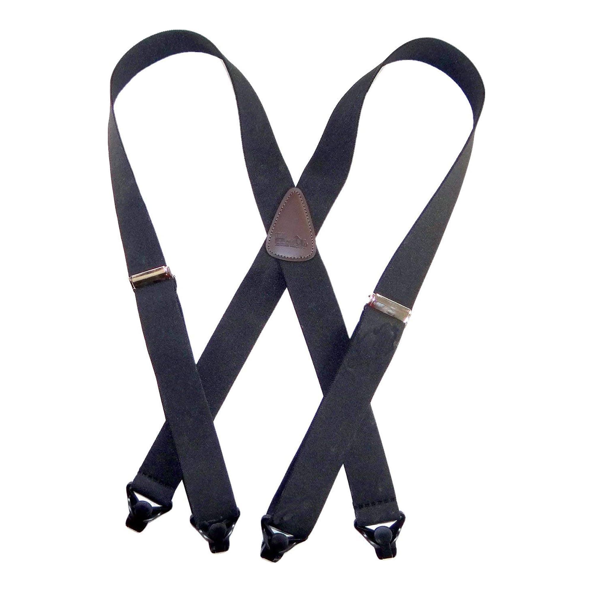 Hold Up Suspenders for Men - Ski Suspenders 1 1/2" - USA Patented Black Composite Plastic Heavy Duty Gripper Clasps