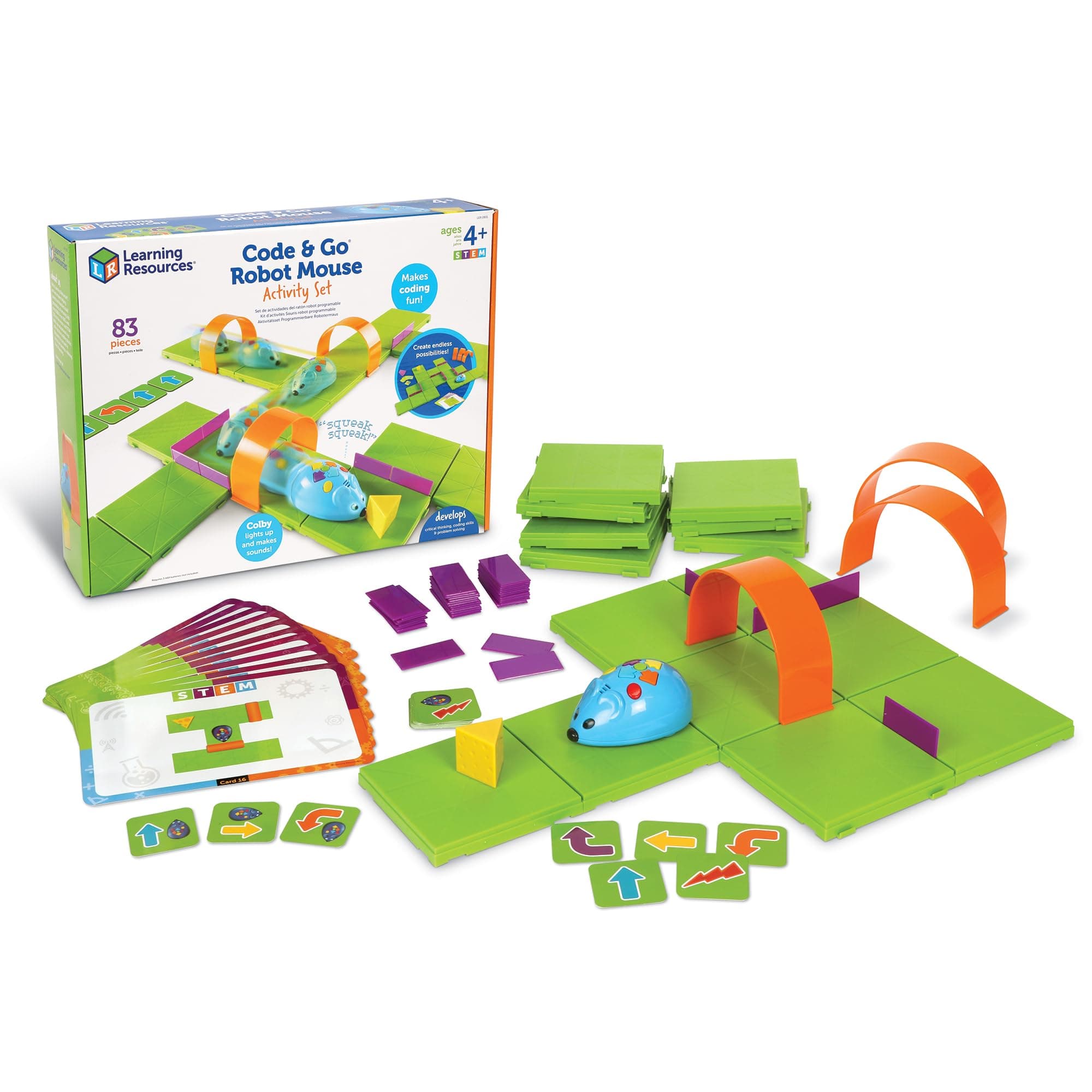 Learning Resources Code & Go™ Robot Mouse Activity Set, 83 pieces, Ages 4+