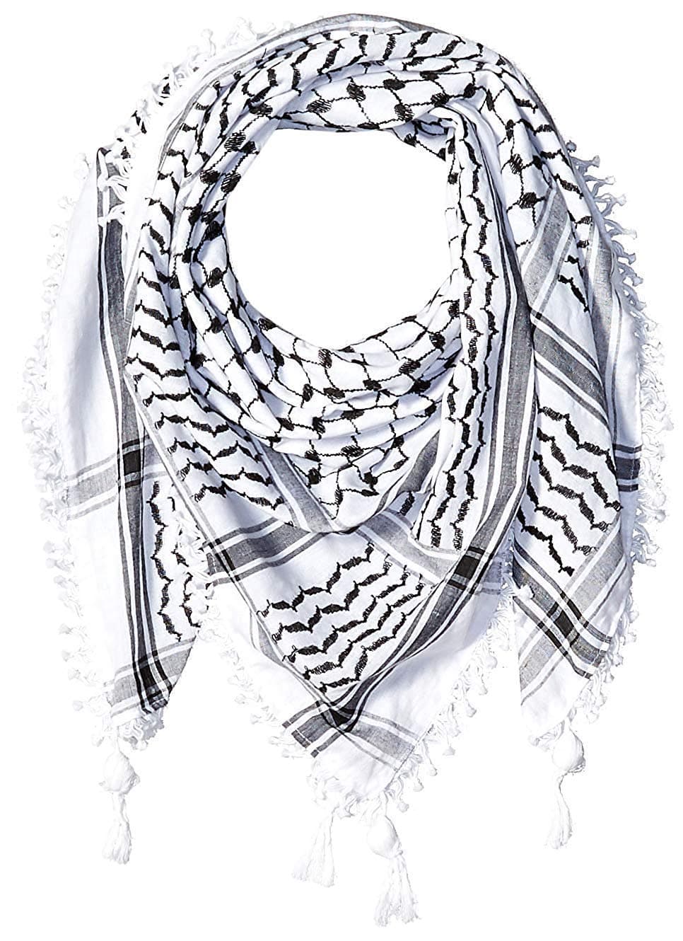 Hirbawi Premium Arabic Scarf Cotton Shemagh Keffiyeh 47"x47" Arab Scarf Made in Palestine